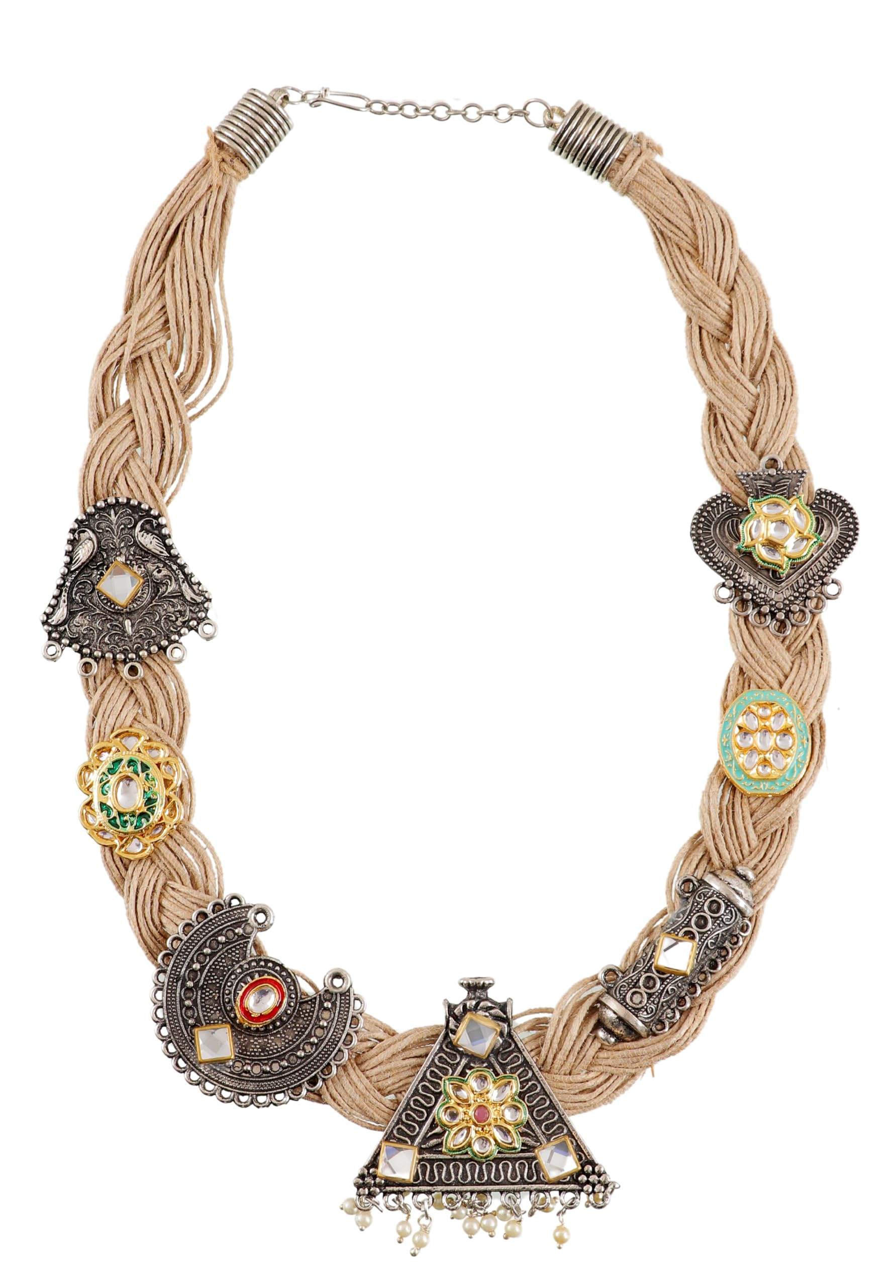 Ethnic Jute Designer Thread Oxidised Silver Antique Afghani Traditional Necklace Choker Jewelry Women Girls (B0D2HG92K2) Amazon Price History, Amazon Price Tracker