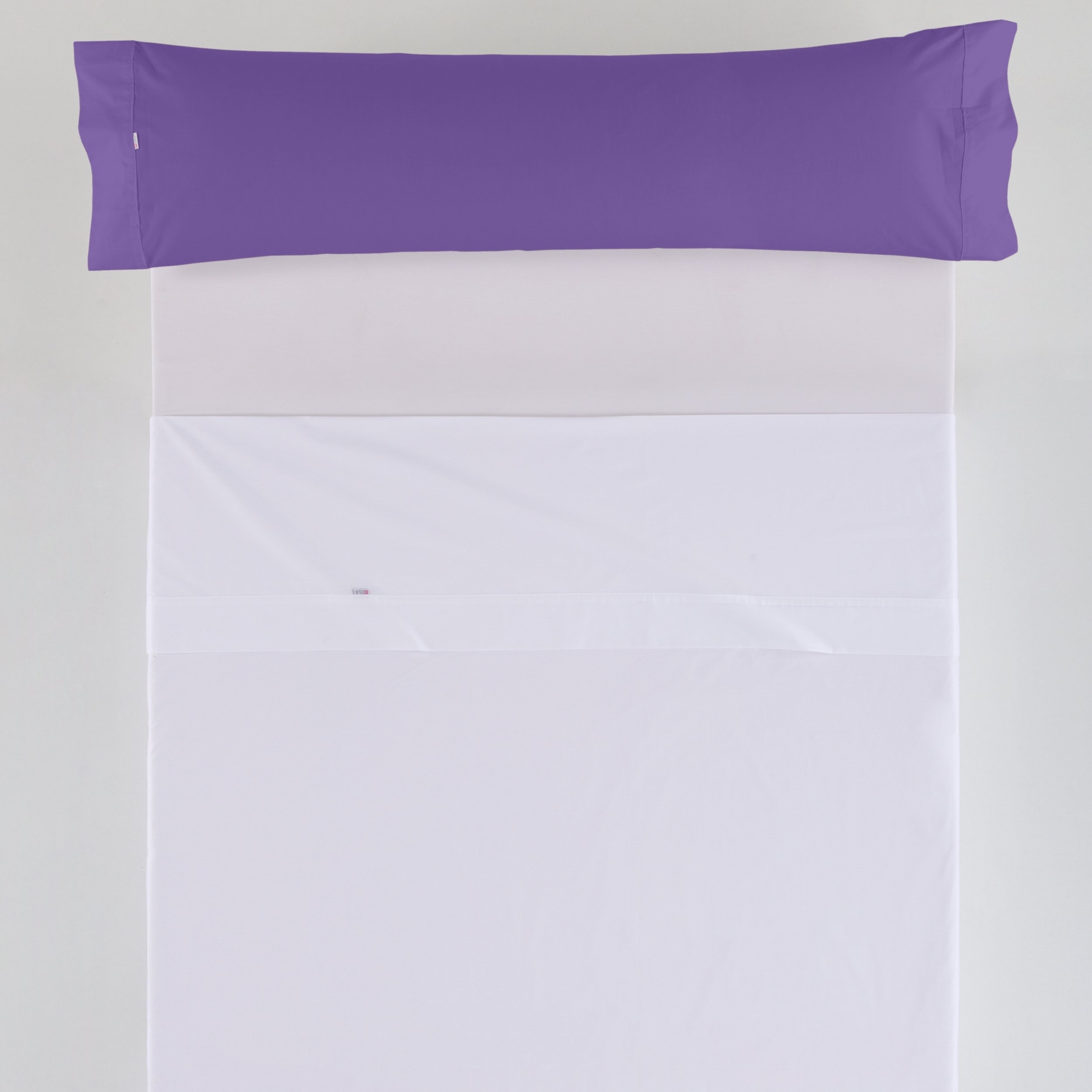 ES-TELA - Funda de almohada COMBI LISO color Lila - 1 pieza de 45x125 cm - 50% Algodón-50% Poliéster - 144 Hilos