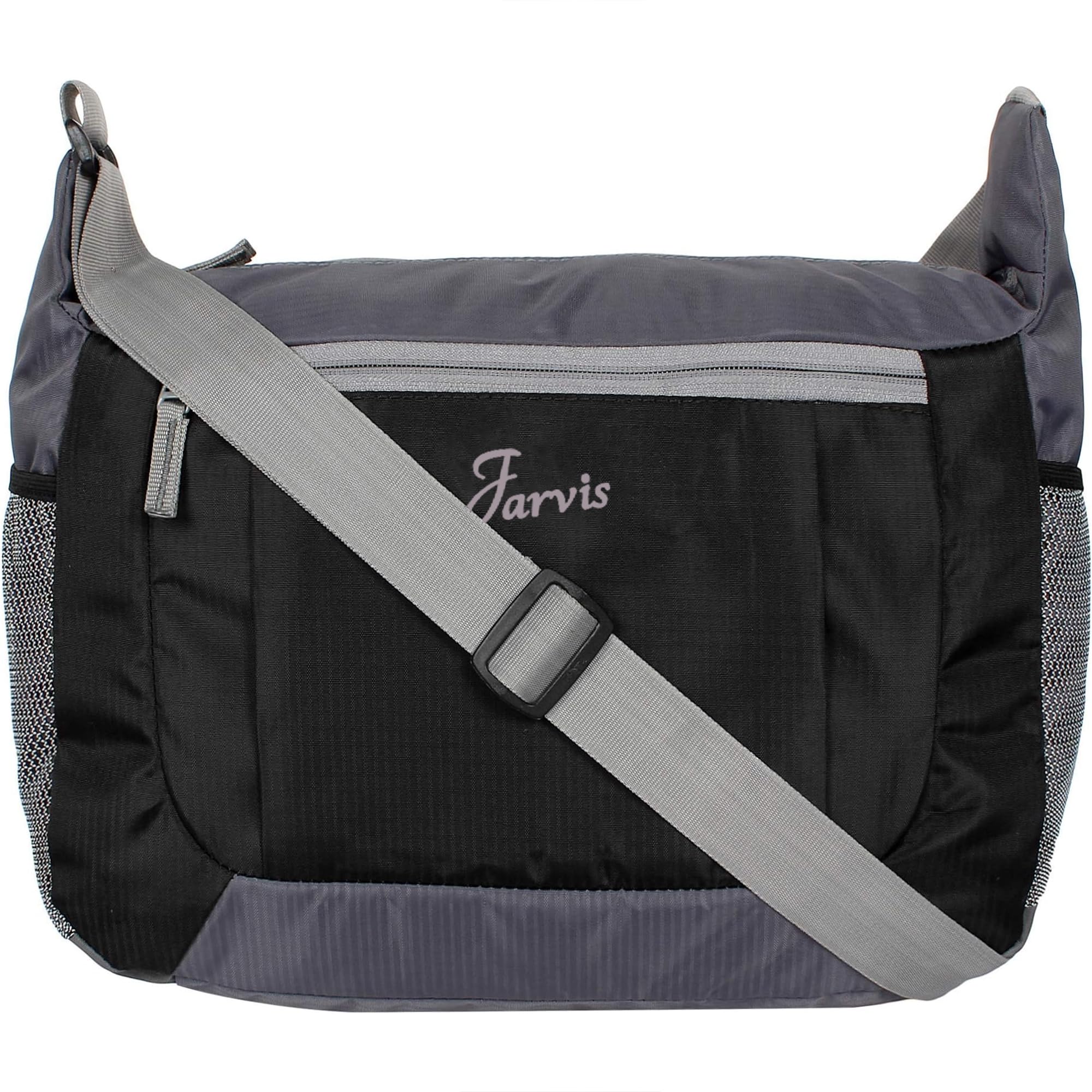 jarvis Nylon Sling Bag For Men and Women/Cross Body Sling Bag/Polyester Messenger Bag for Travel/Water Resistant Shoulder Bag/Side Bag For Office,College,Trips,Daily Needs Boys Girls (Black)-picture-14