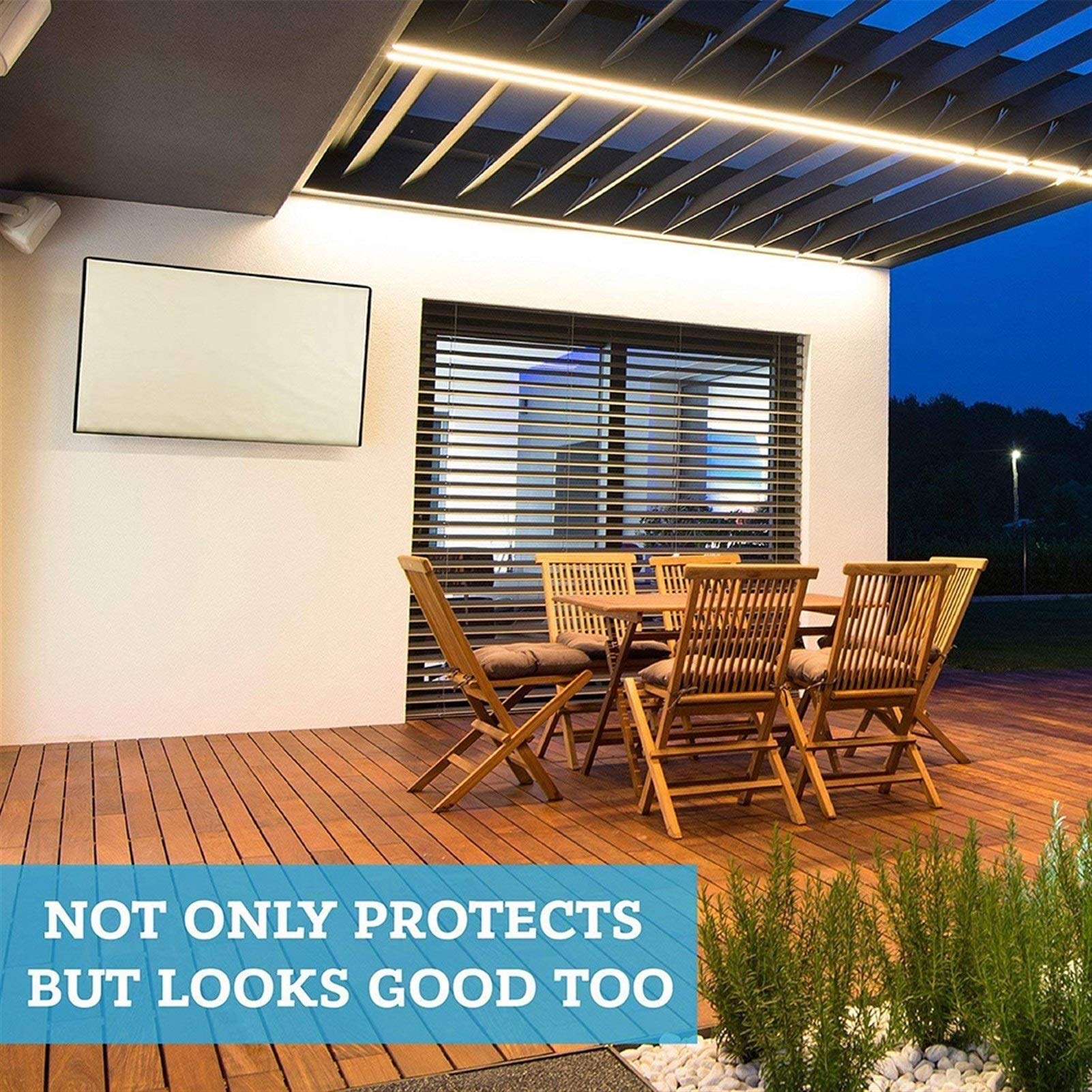 Copertura TV Antipolvere,Copri TV da Esterno Resistente agli agenti atmosferici antipolvere esterna Copertura TV Beige 40" Giardino Patio copertura 32" 36" 46" 50" 55" 60" 65" TV a schermo Protect sco