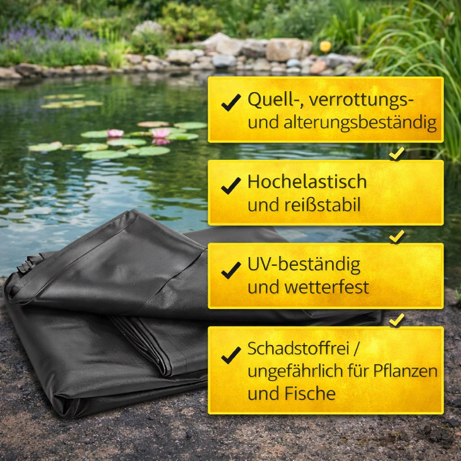 Stabilo Befestigungstechnik PVC Teichfolie 0,5mm - 3x4m | Folie UV- und witterungsbeständig