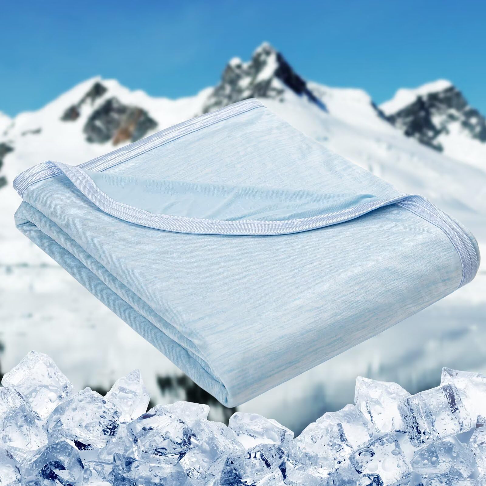 HOMFINE Cooling Blanket for Hot Sleepers Queen Size, Light Blue 90"x90"