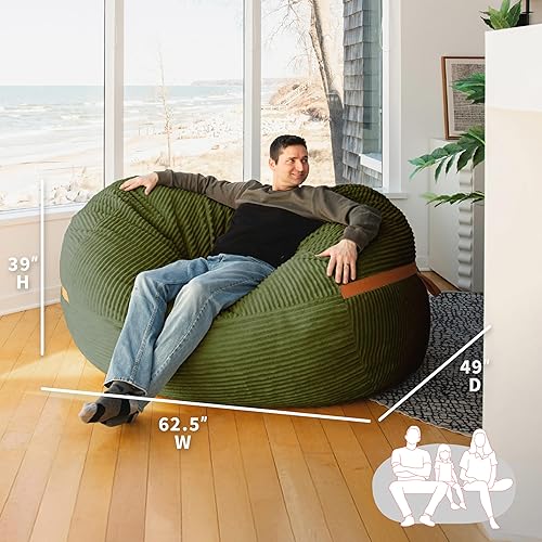 Miniatura 387 de Big Joe Fuf - Puf extragrande (XXL) relleno de espuma con funda extraíble, color niebla Lenox, poliéster tejido duradero, 6 pies, gigante Negro