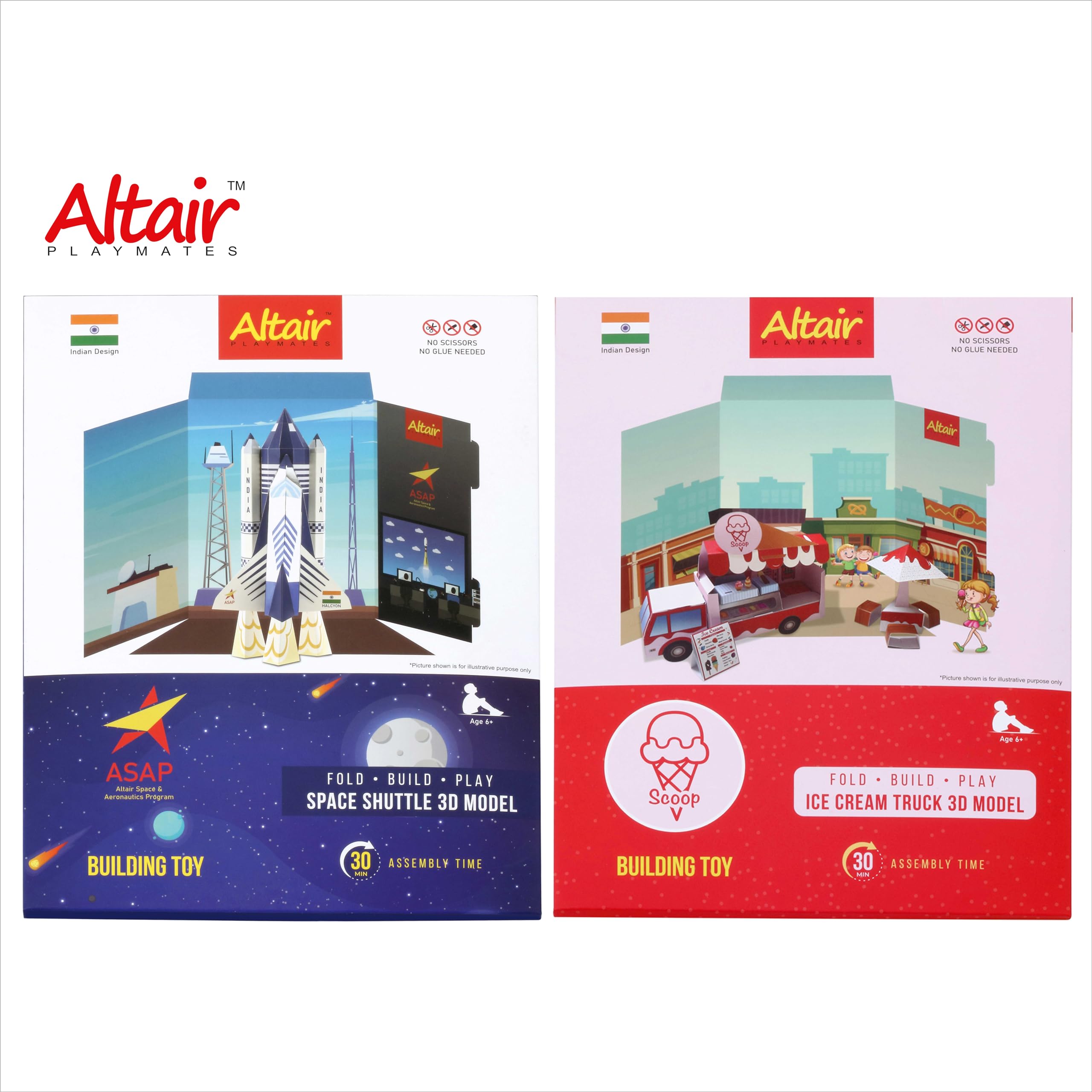 Altair Playmates ice Cream Truck and Space Shuttle Suitable for Children Aged 3 Years and Above Provides Hours of Fun and Entertainment for Children(Pack of 1)