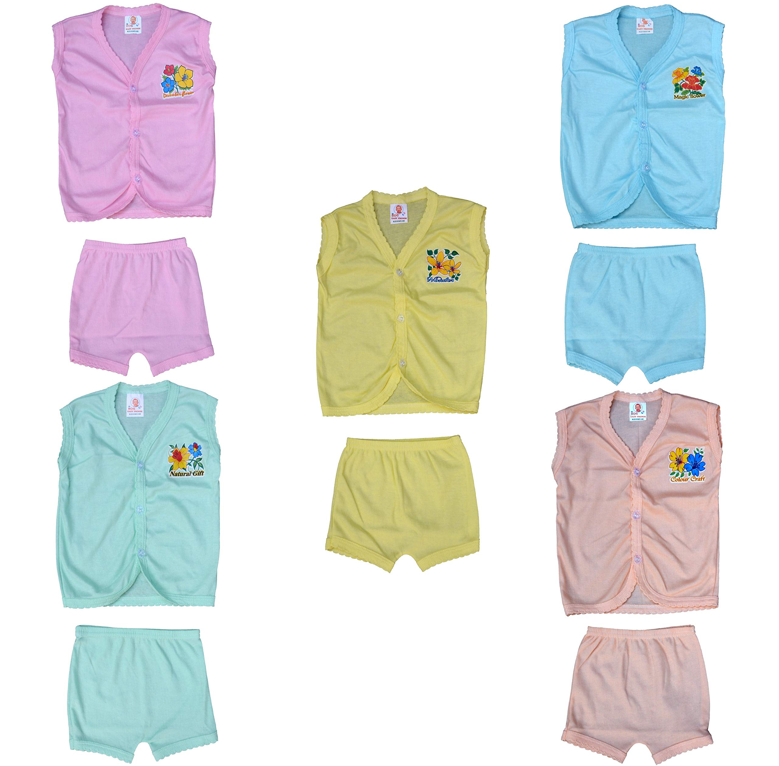 Eazy Trendz Thinnest Pu Feel Baby Boys and Baby Girls Unisex Fabulous Collecion of Floral Printed Button Sleeveless Top & Bottom (Age 0 to 12 Months)