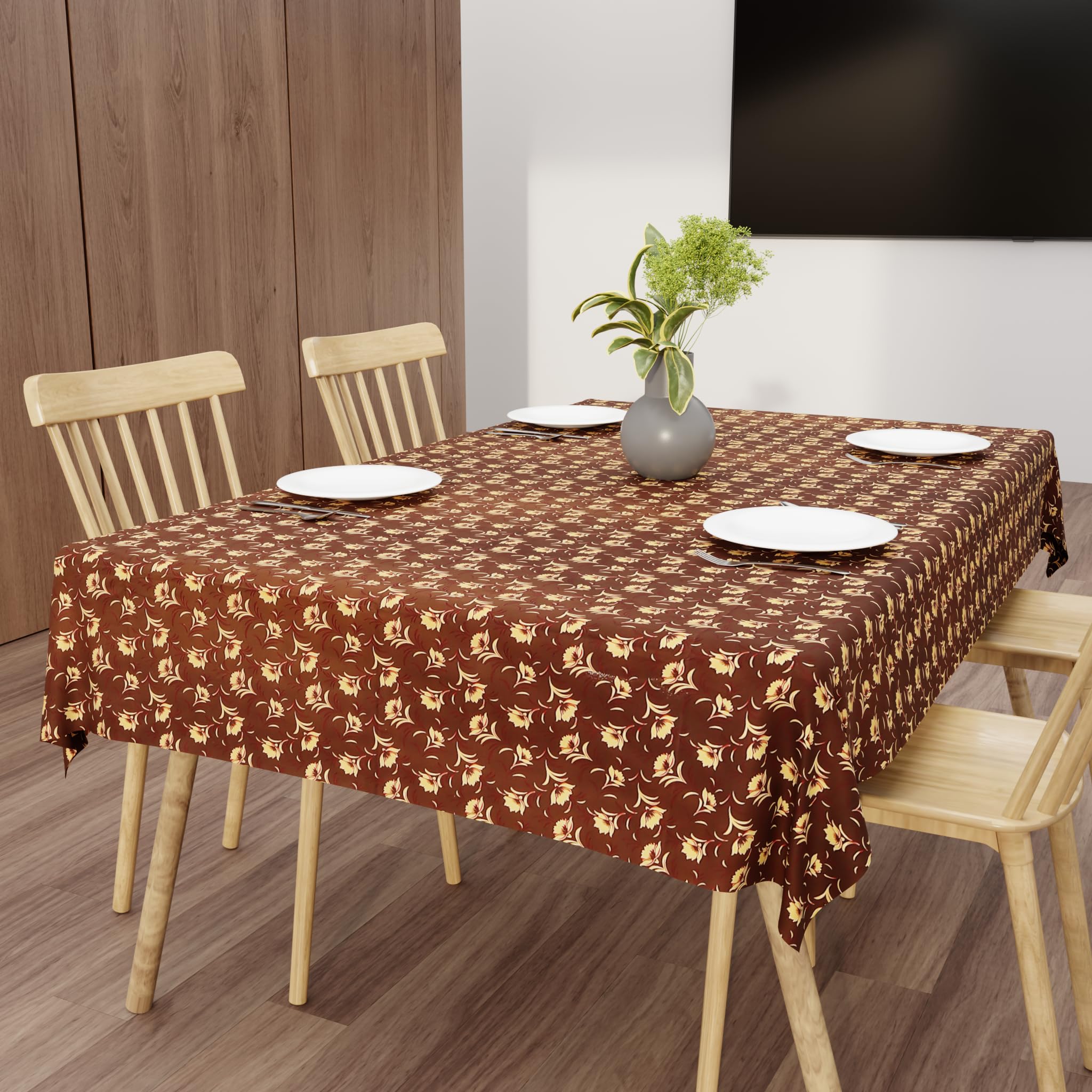 Wings Star Premium Center Table Cover, PVC Fabric, 40x60 inch Size | Table Cloth 4 Seater | PVC 4 Seater Rectangular Center Table Cover | Table Cloth for Dining, Party, Events | Heatproof Beige