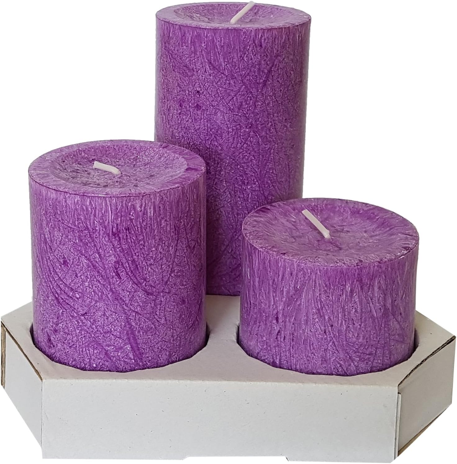 Stearinos Candles Stearin Palm Wax Pillar Candle, lila, 14 x 6.8 cm 3 Units