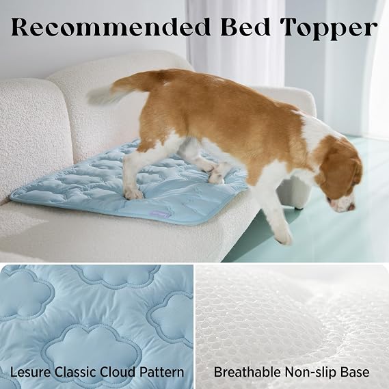LE SURE Dog Cooling Mat for Small Dogs - QMAX>0.5 Breathable Thin Cool Crate Pad for Cat with Chill Fiber and Innovative Mesh Base Design, Portable Washable Pet Kennel Mat for Summer, 24x18,Blue