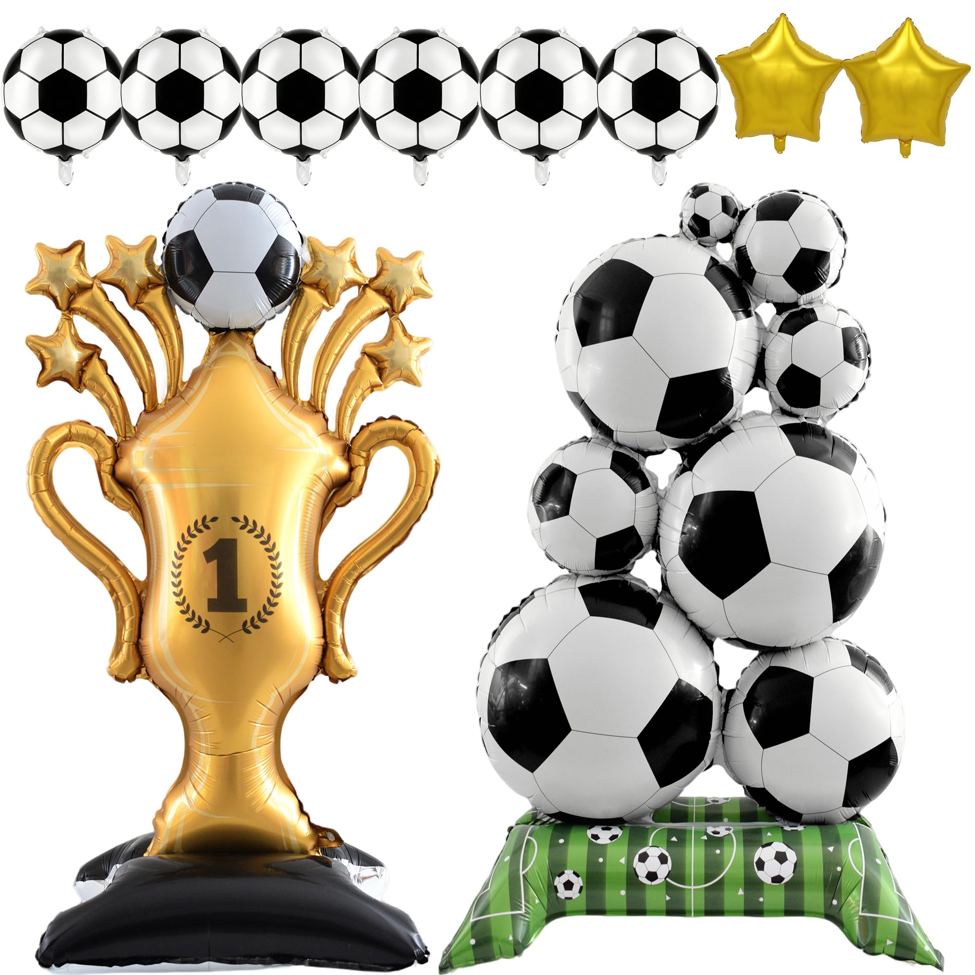 Photo 1 of 10PCS Soccer Balloons Set – Large Soccer Balloon & Trophy Balloon for Soccer Party Decorations, Birthday Supplies for Soccer Fans, 2026 Championship Decor