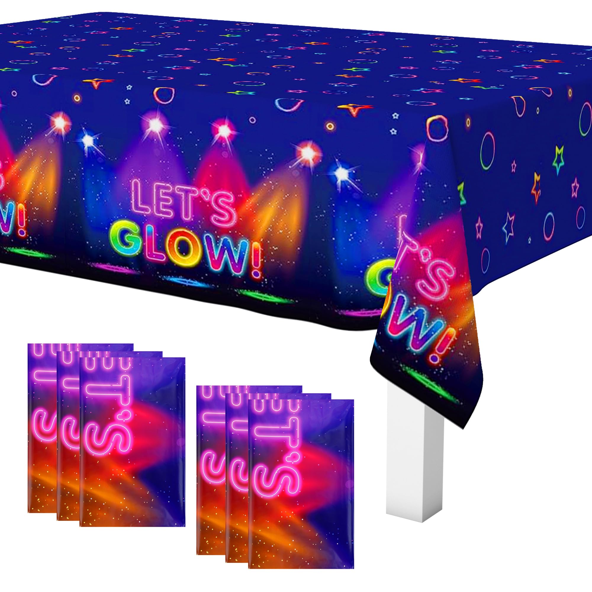 4 Tovaglie Fluorescenti Per Feste - 130x220cm, Neon Al Buio, Impermeabili, Per Compleanni E Eventi - Foto 4