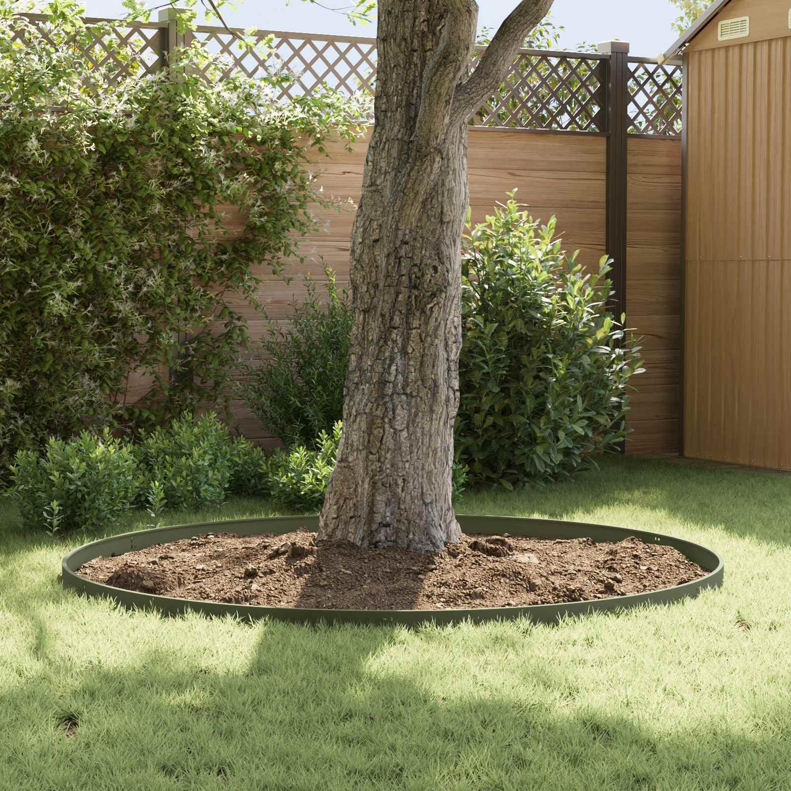 Lot de 20 bordures de pelouse - 103 x 10 cm - En acier - Vert olive - Bordure de pelouse pour jardin et chemins