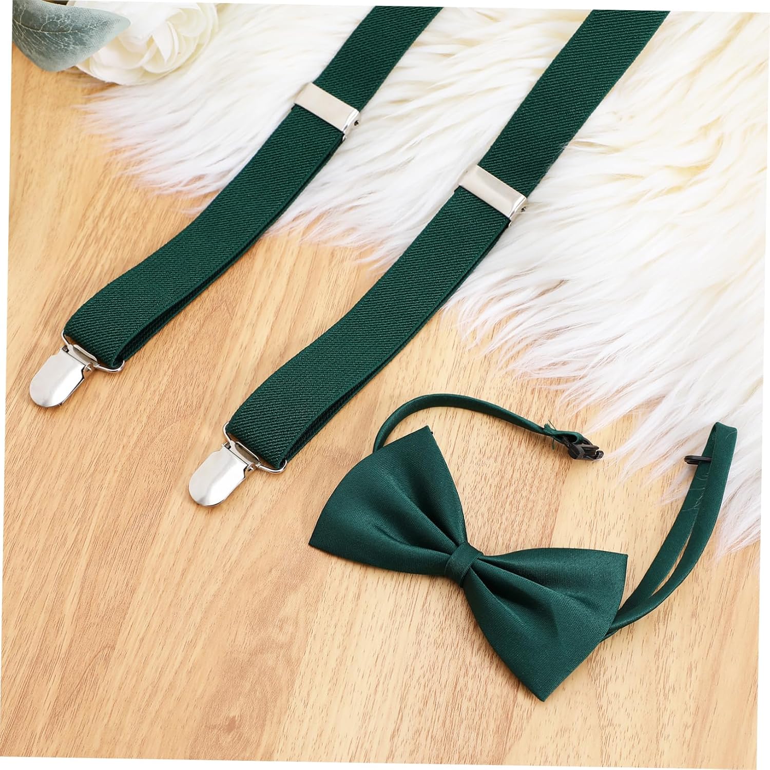 HOMSFOU 1Set Adjustable Bow Tie Suspenders for Boys Stylish Back Design Comfortable for Weddings and Formal Events