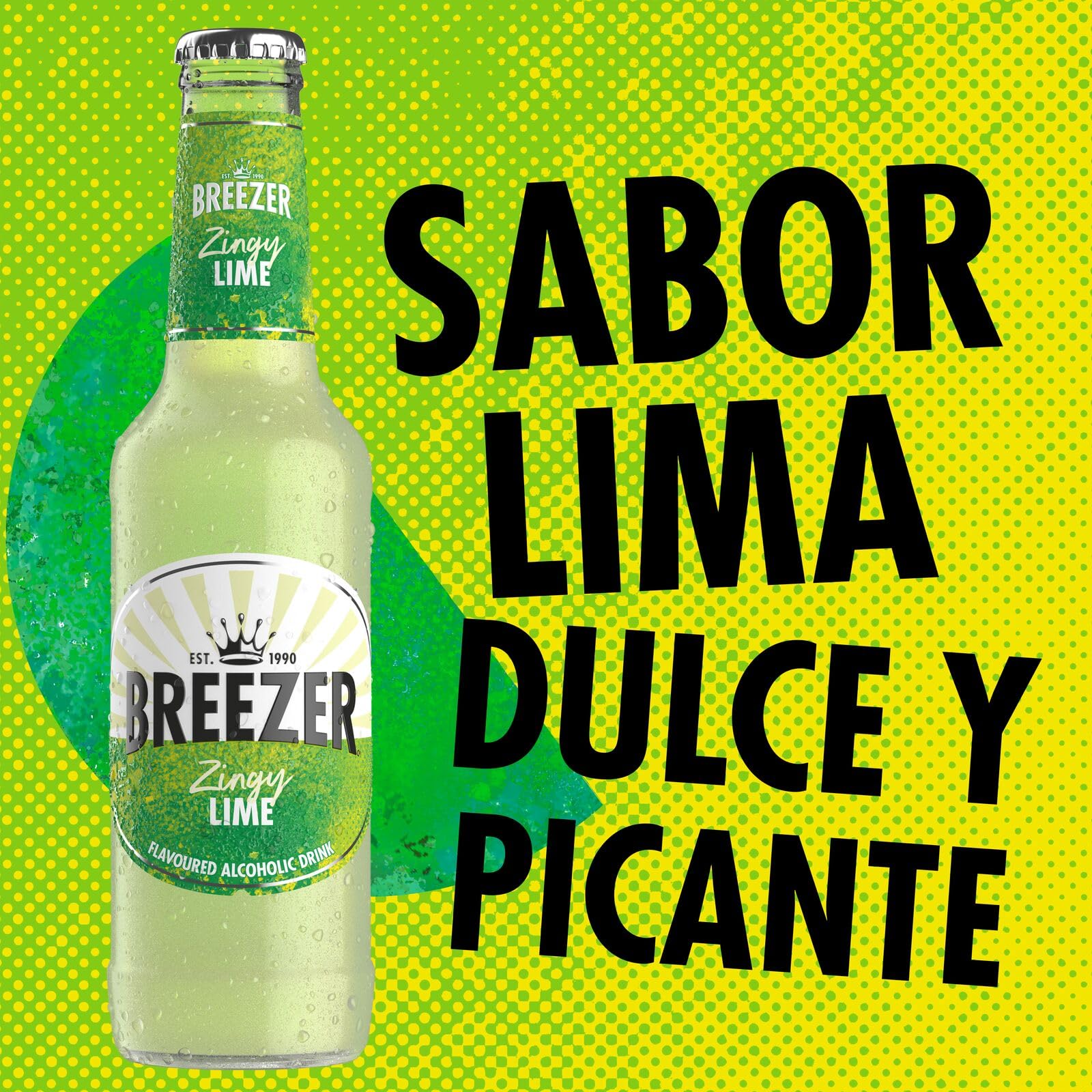 BREEZER Zingy Bebidas Alcohólicas Sabor Lima, 4% ABV, 24 x 27.5cl / 275ml, Bebidas alcohólicas saborizadas, Listas para Tomar