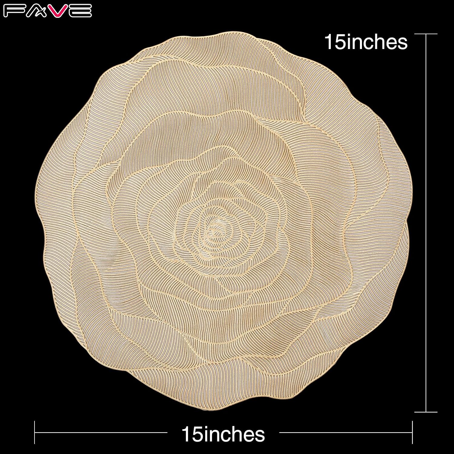 FAVE 6PCS Floral Placemats Golden Placemats Waterproof Placemats Set of 6 image 4