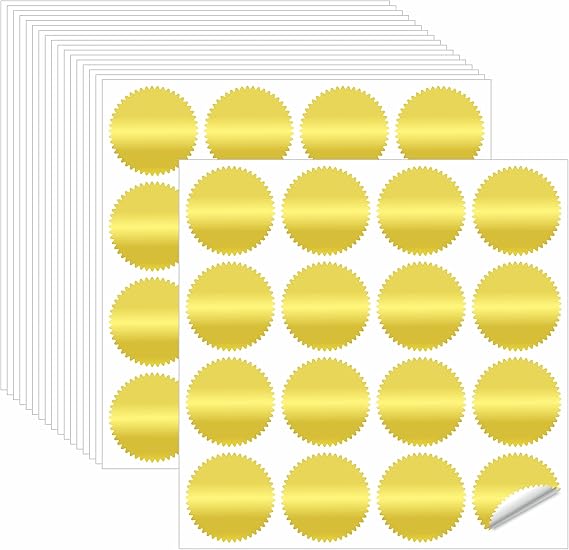 320 PCS Round Gold Metallic Stickers, Golden Blank Embossing Stickers