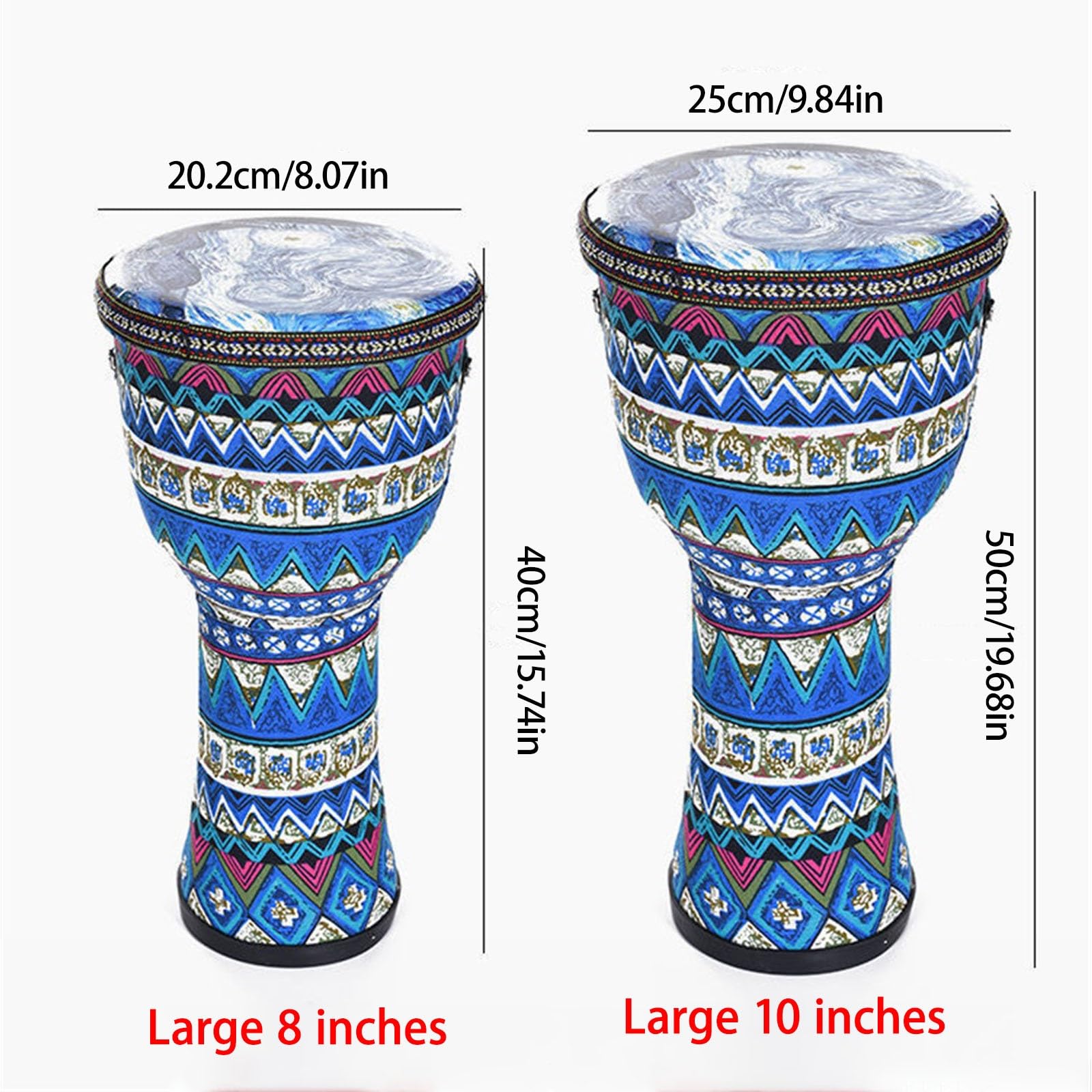 Enfant Djembe Tambour Tête de Tambour en Peau de Chèvre Durable, Djembe Drum Percussion Style Ethnique, pour L'anniversaire, Fête Hand Drum(Large 10-inch Starry Sky D)
