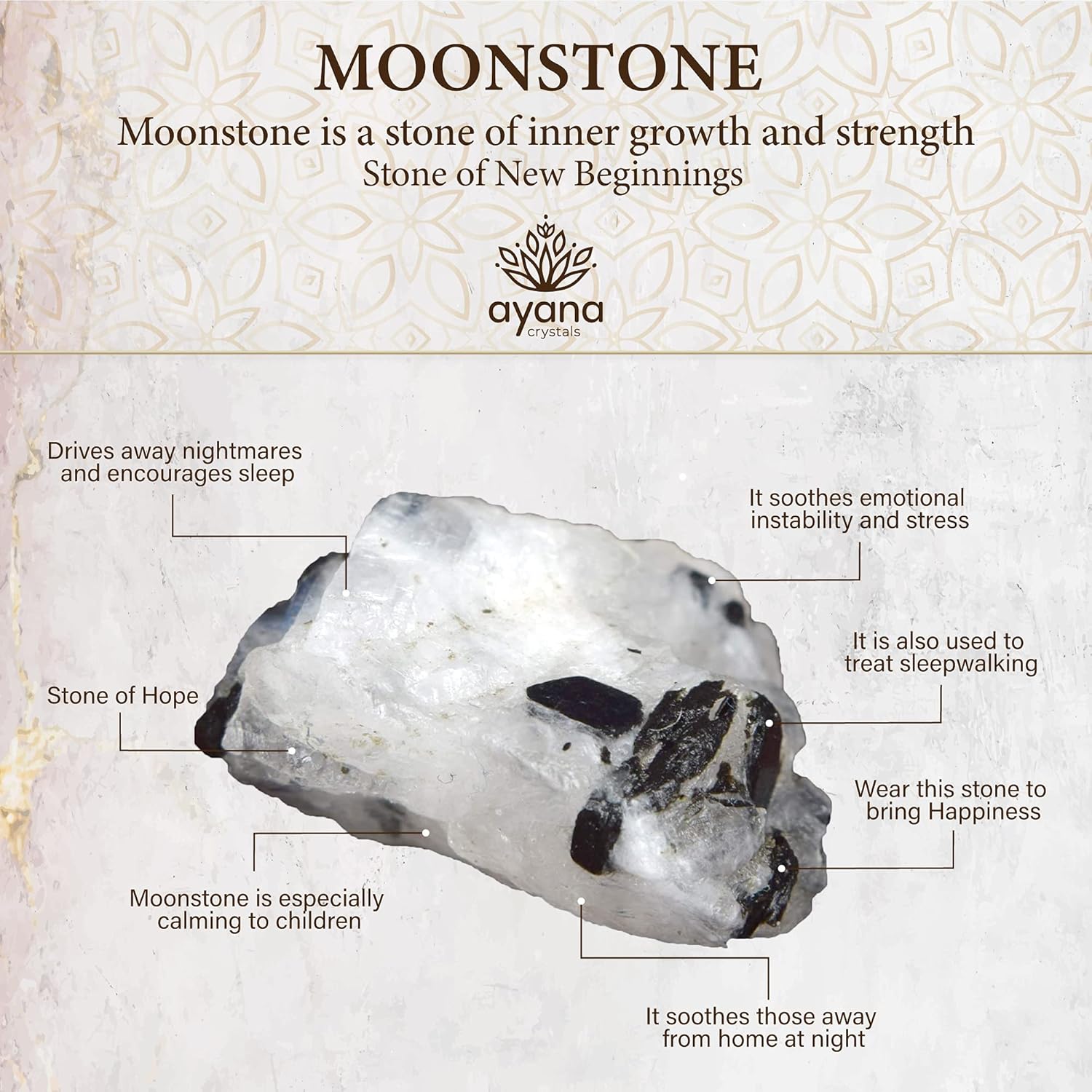 AYANA Raw Moonstone Necklace for Women - June Birthstone | Handmade Rainbow Moonstone Jewelry with Ethically Sourced Genuine Healing Crystals and Healing Stones | Crystal Necklaces for Women Trendy - Image 2