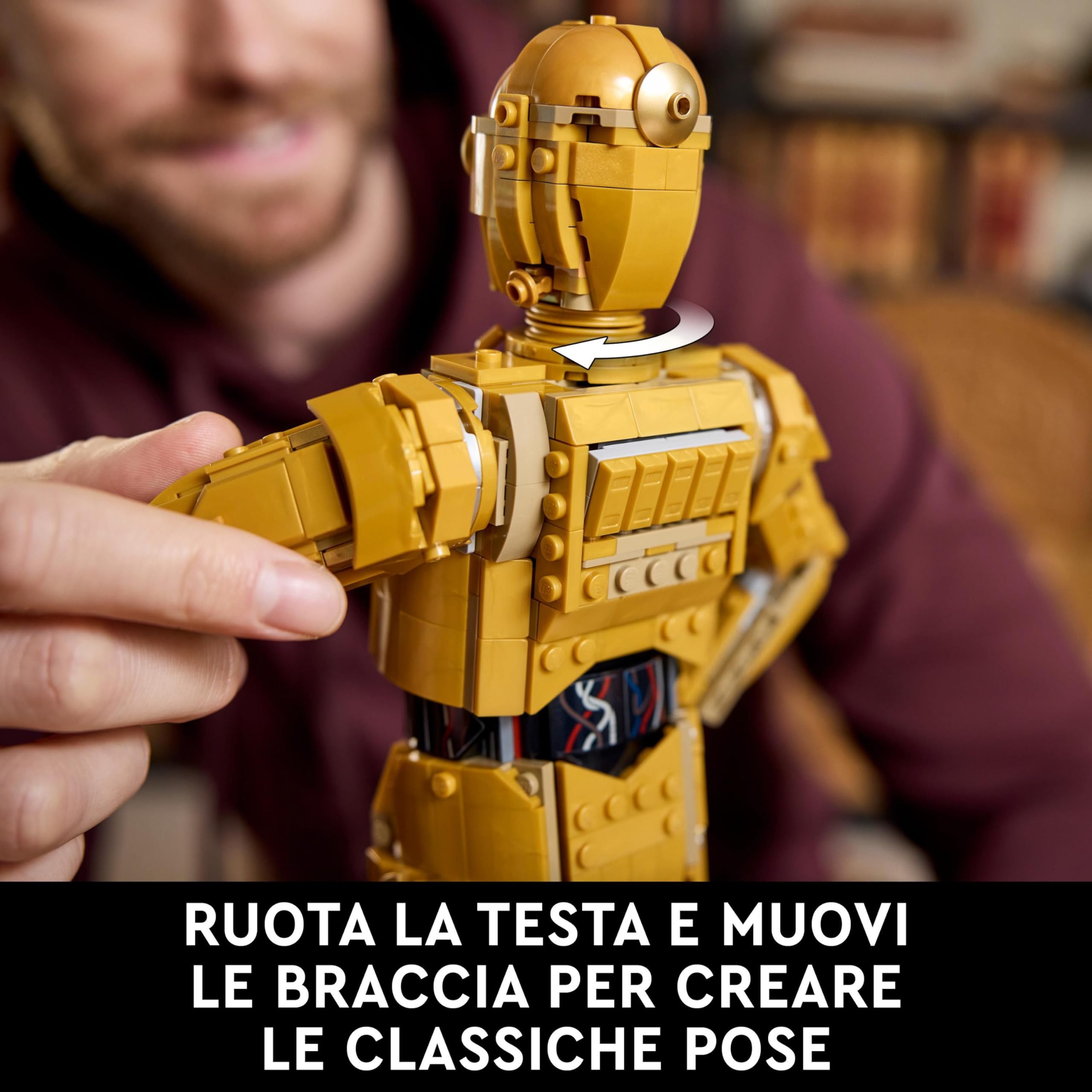 LEGO Star Wars 75398 C-3PO - Modellino di Droide da Costruire - Kit Modellismo per Adulti da Esposizione e da Collezione - Include Supporto, Targa Informativa e Minifigure - Idea Regalo per i Fan