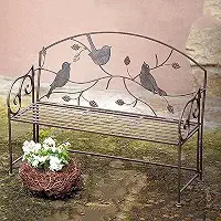 Banco De Jardim Para Pátio De Ferro Forjado Ao Ar Livre, Decoração Vintage Em Forma De Pássaro, Varanda De Metal Para Crianças, Plantador Multiuso, Cadeira De Varanda À Prova De Intempéries, Banco