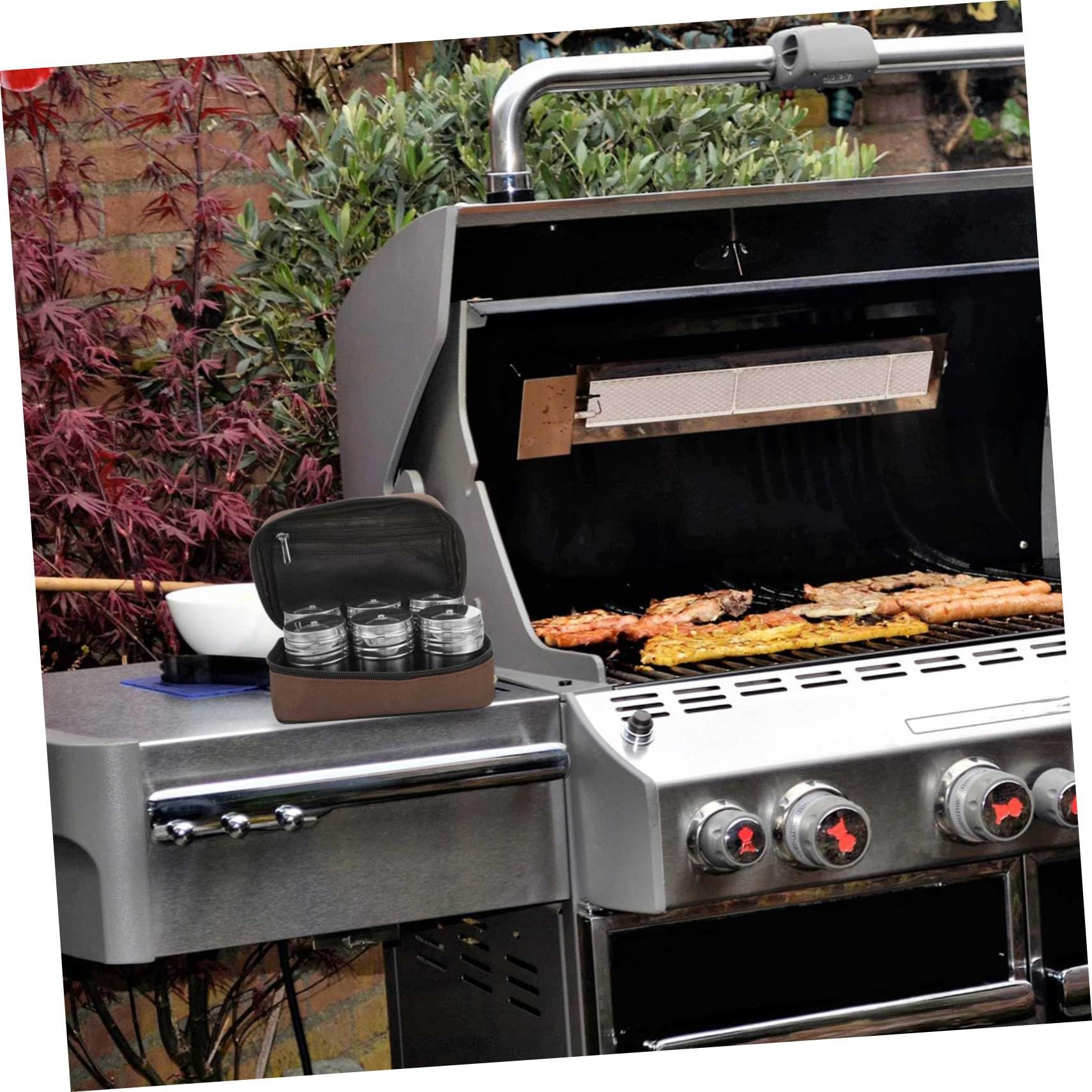 COLLBATH 1Set Stainless Steel Spice Bottle Outdoor Condiment Pot with Rotating Lid for for Bbq and Camping Space Saving Seasoning Containers for Home