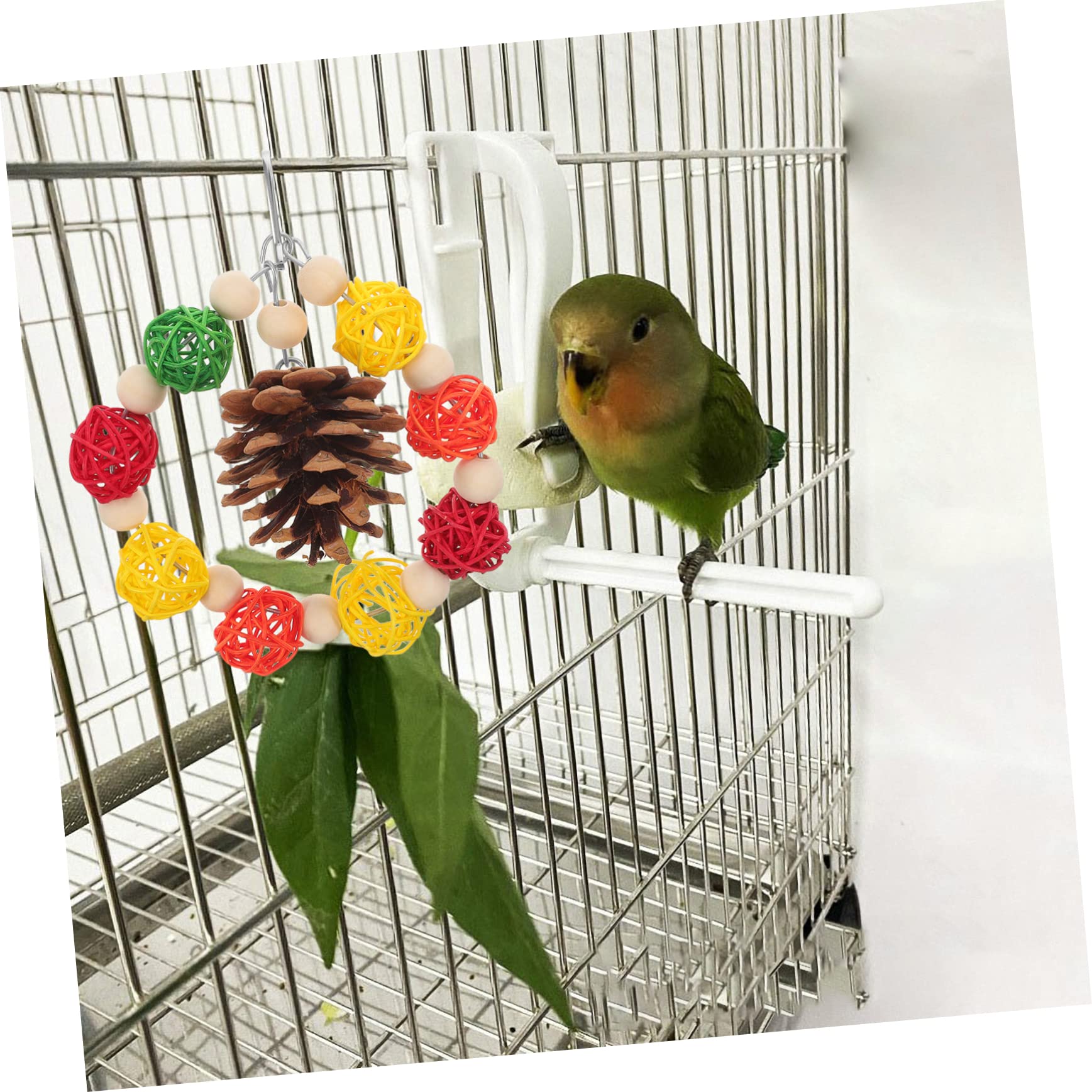 BESPORTBLE 5pièces Jouet à Mâcher pour Oiseaux Pin Et Rattan Jouet Suspendu pour Perruche Et Perroquet pour Petits Animaux