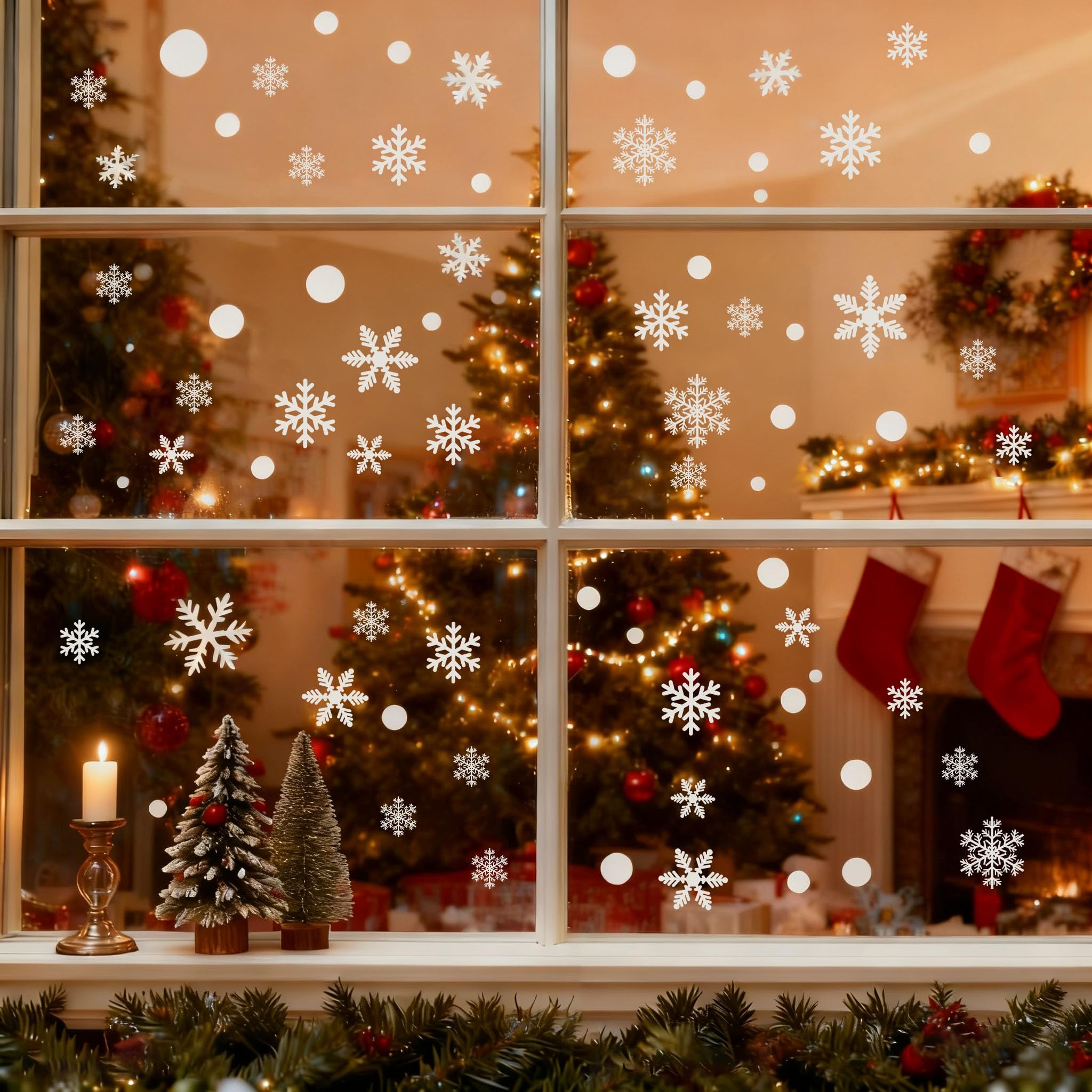 Christmas Window Stickers, Christmas Snowflake Window Clings, PVC Xmas Decals Decorations for Christmas Window Display, Home Decor, Christmas Decorations