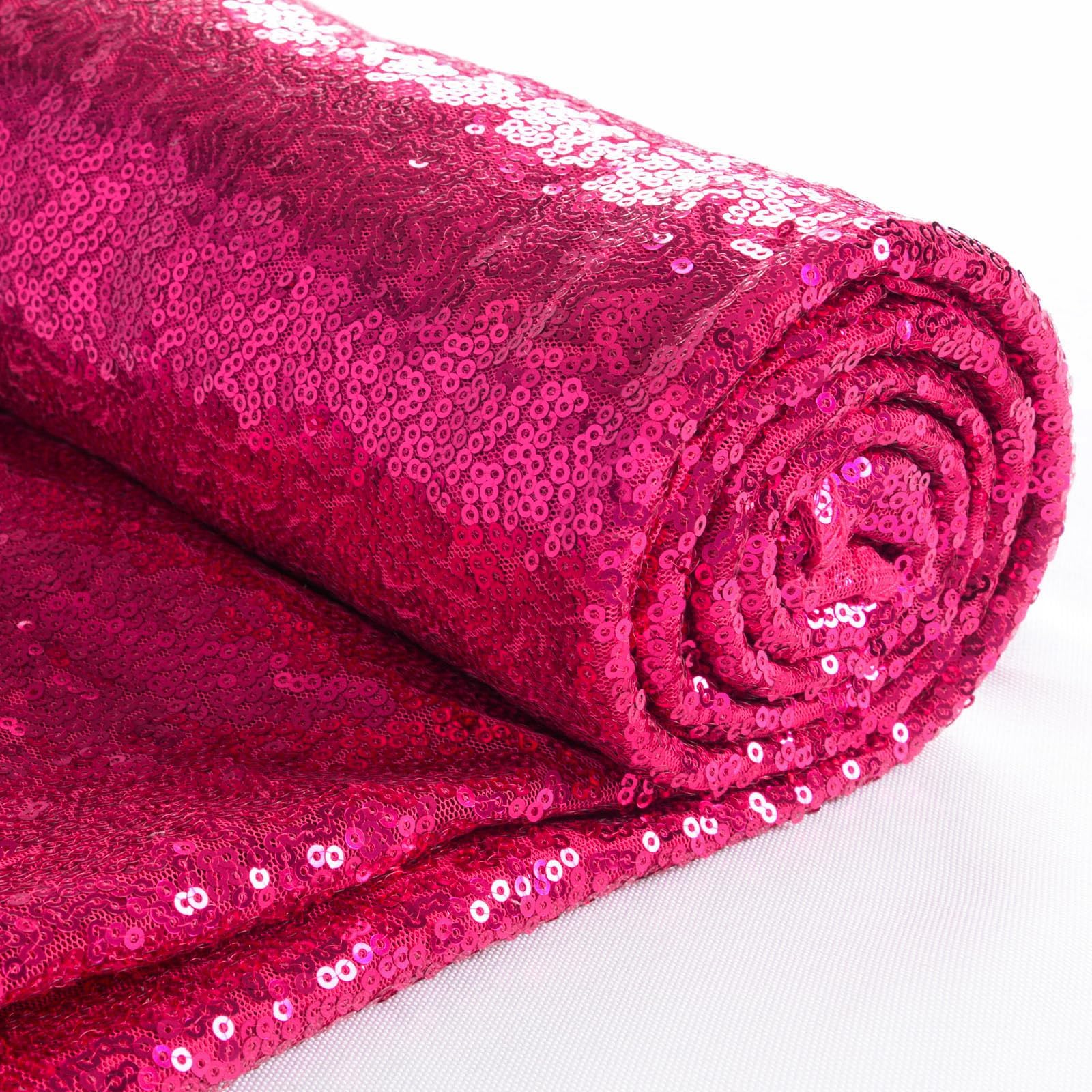 ShinyBeauty Fabric by The Yard 1 Yard Hot Pink Sequin Fabric Glitter Embroidery Fabric by The Yard Material for DIY Sewing Curtain Backdrop Tablecloth Table Linen Runner Clothes (Hot Pink)