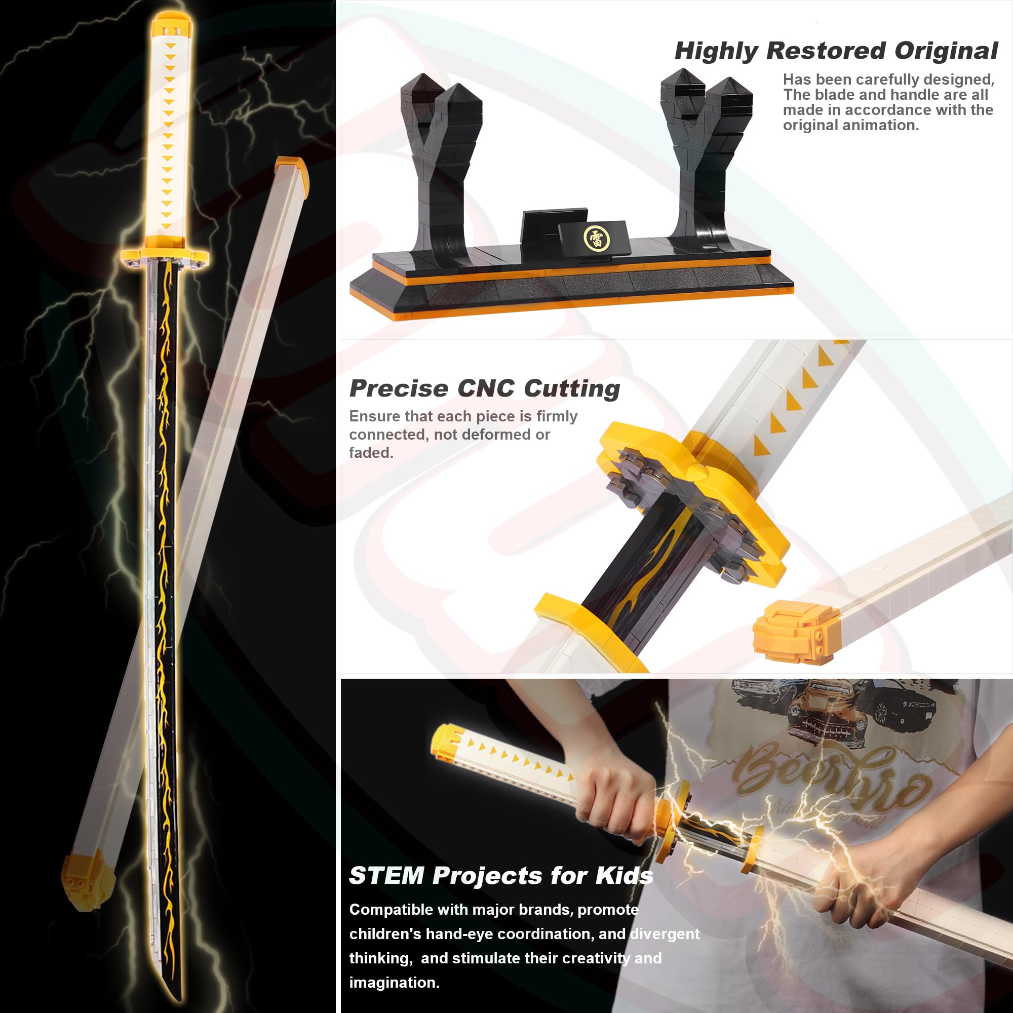 Amazon.co.jp: 鬼滅の刃 剣 組み立てセット 39インチ 善逸刀 積み木 鞘