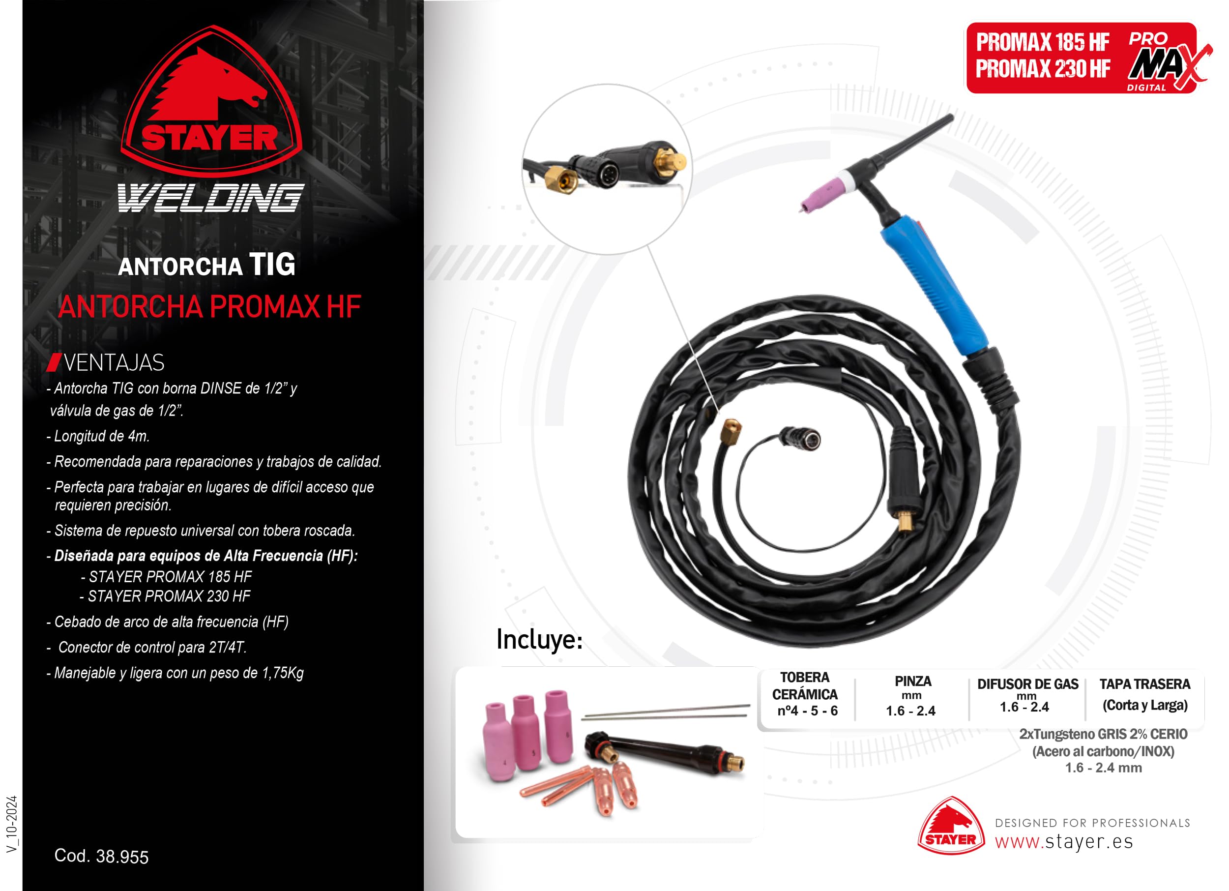 Antorcha TIG para equipo PROMAX HF de STAYER