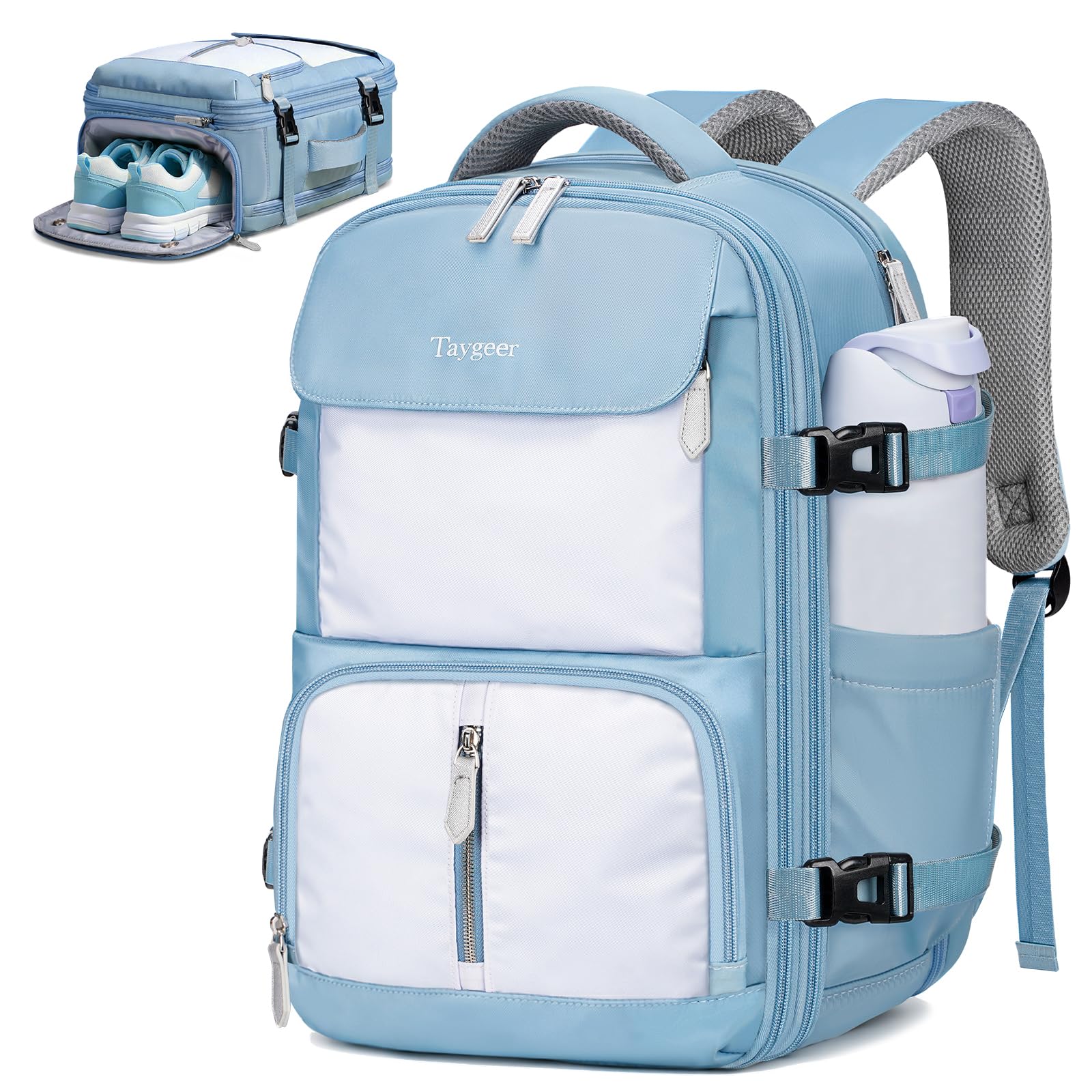 Taygeer Personal Item Travel Backpack with Hidden Shoe Compartment Expandable Personal Item Bag for Frontier Airlines Fits 15