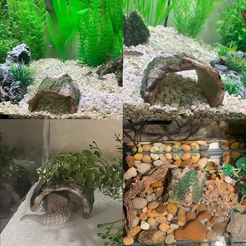 Miniatura 3 de Tfwadmx 2 Pack Small Betta Log Resin Hollow Tree Trunk Ornament, Aquarium Hideout Reptile Cave Tarantula Hide Terrarium Tank Decor for Fish Shrimp