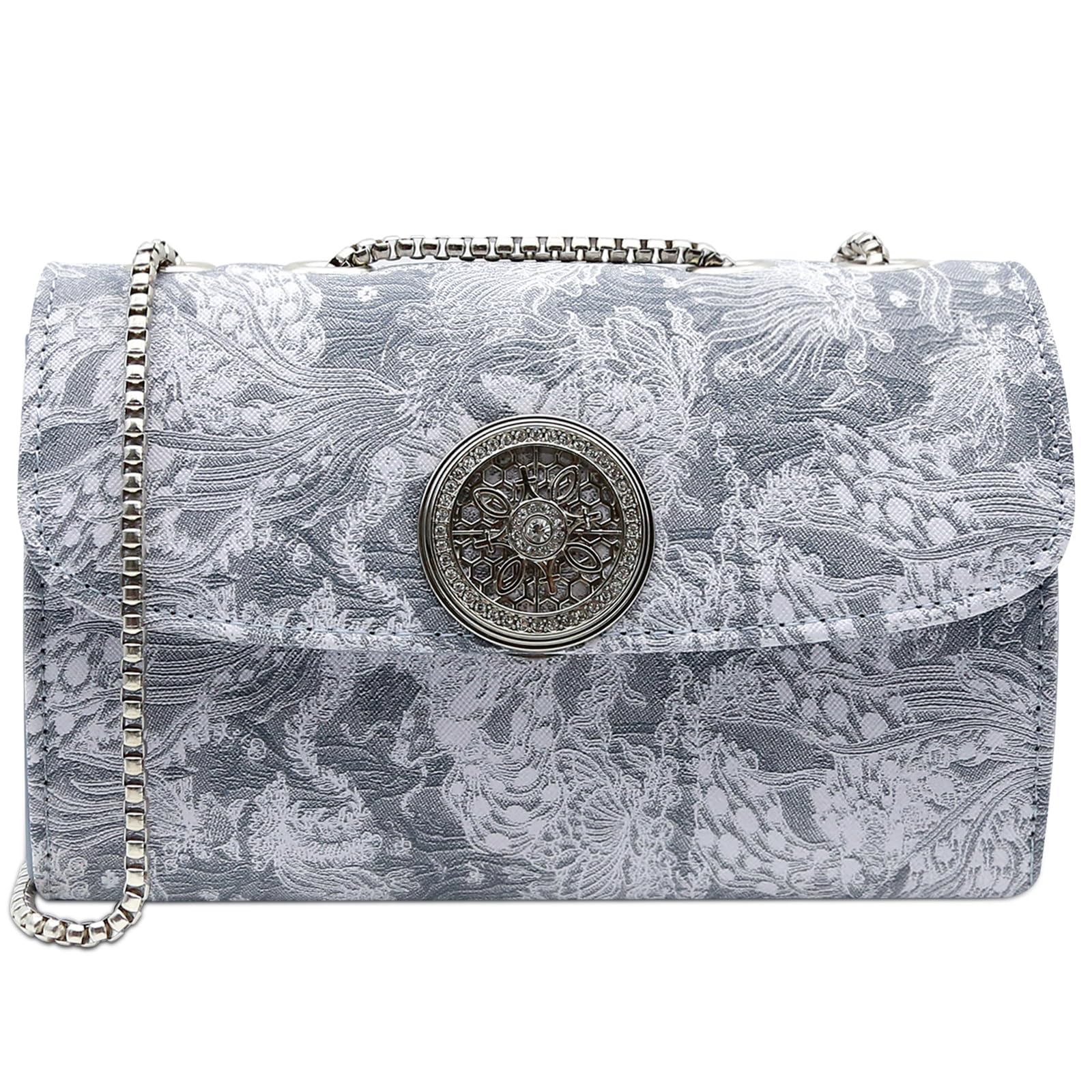 Gosect Shoulder Purses for Women Trendy Small Flap Leather Crossbody Bags Ladies Designer Clutch Purses with Chain Strap