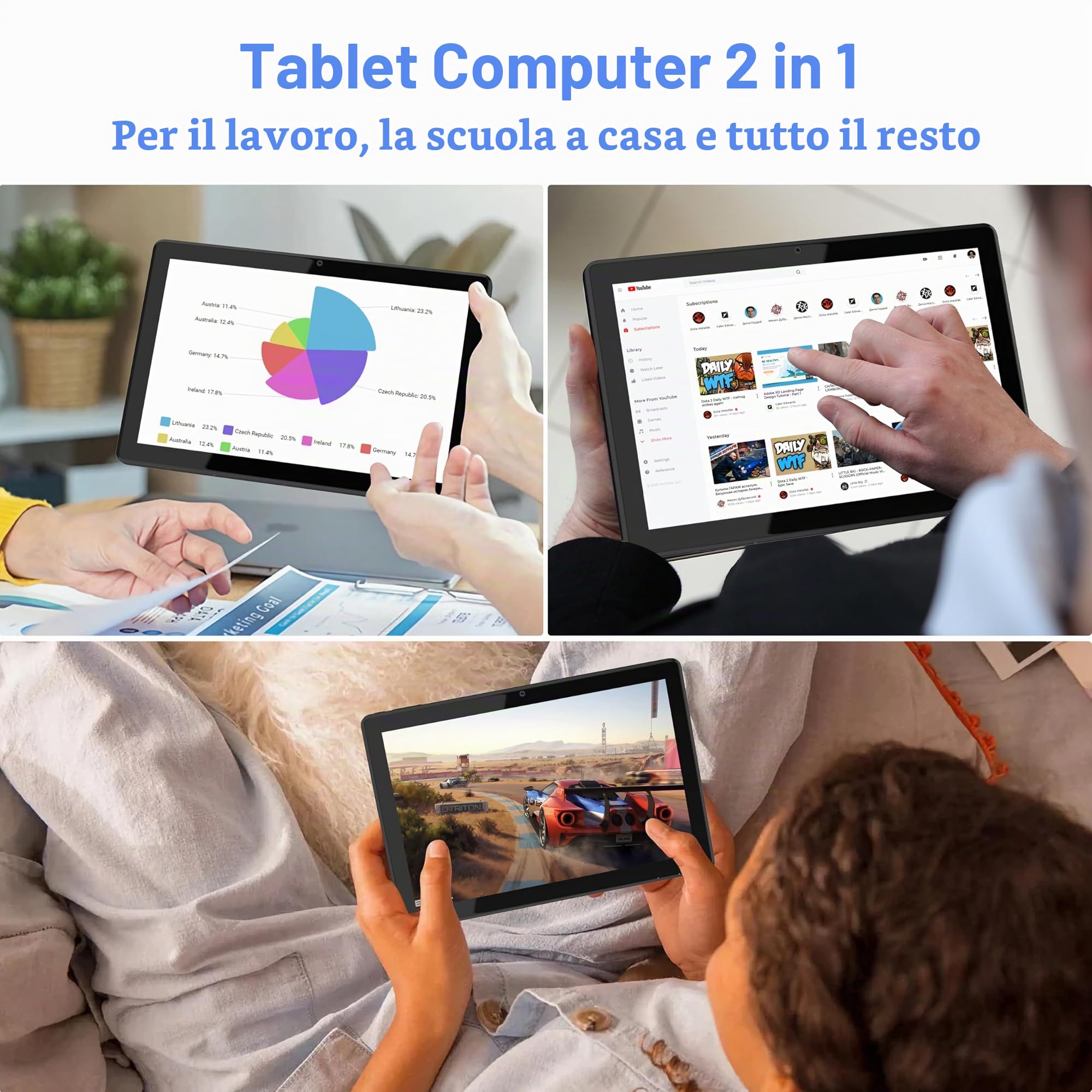 2 en 1 Windows 11 Tablet PC 10.1 pollici IPS 1280 x 800 Celeron N4100 Dual Mode Linked Keyboard 128 G ROM (AZERTY Clavier français)