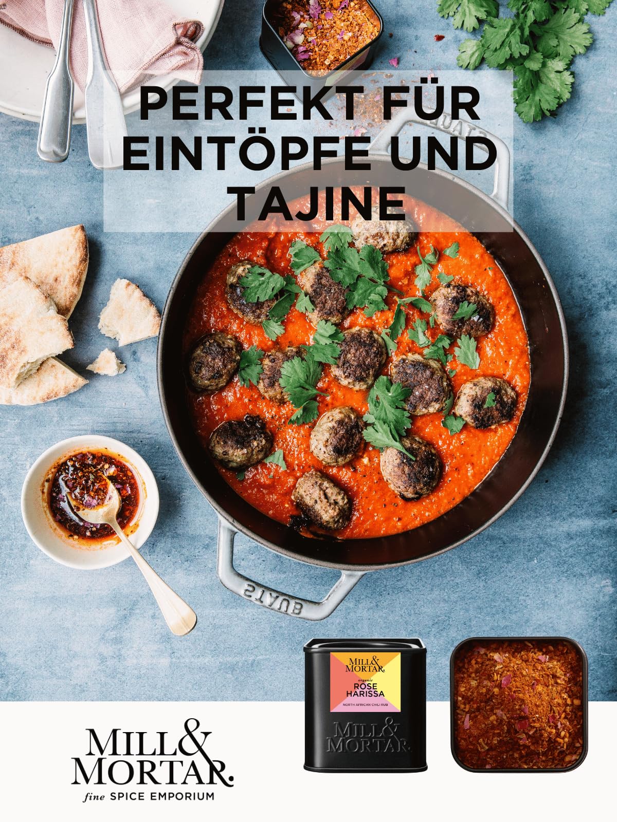Mill & Mortar BIO Levante Gewürz-Geschenkset, Rose Harissa, Za’atar & Sumach
