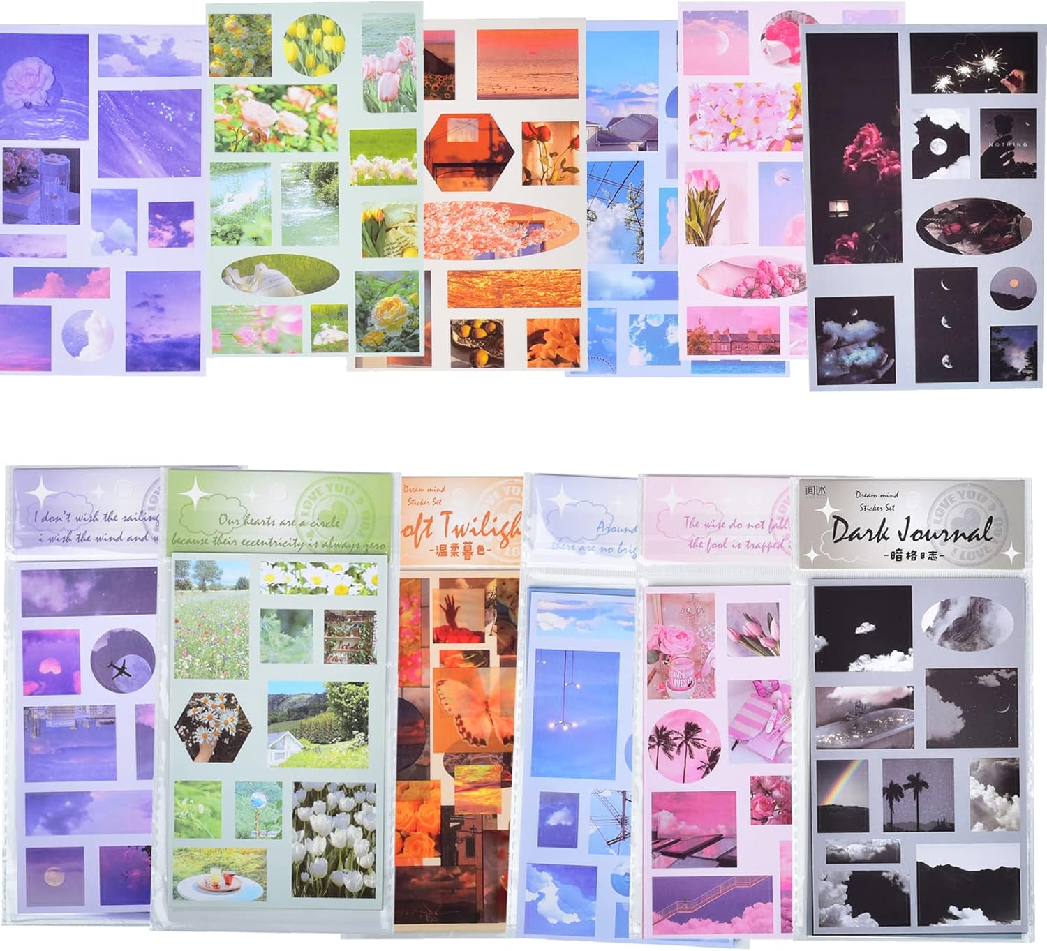 Scrapbooking Stickers Pack (6 Pack 36 Sheets) for