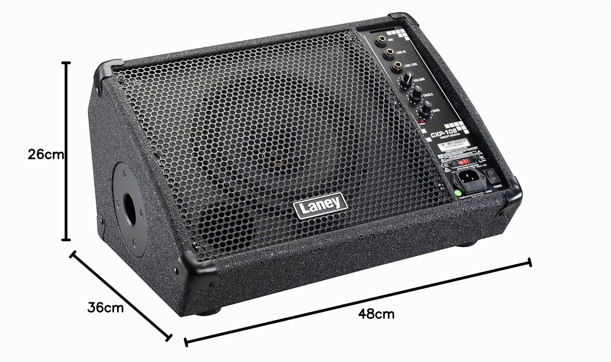 Laney CONCEPT Series CXP-108 - Active Stage Monitor - 80W - 8 inch Coaxial Woofer,Black