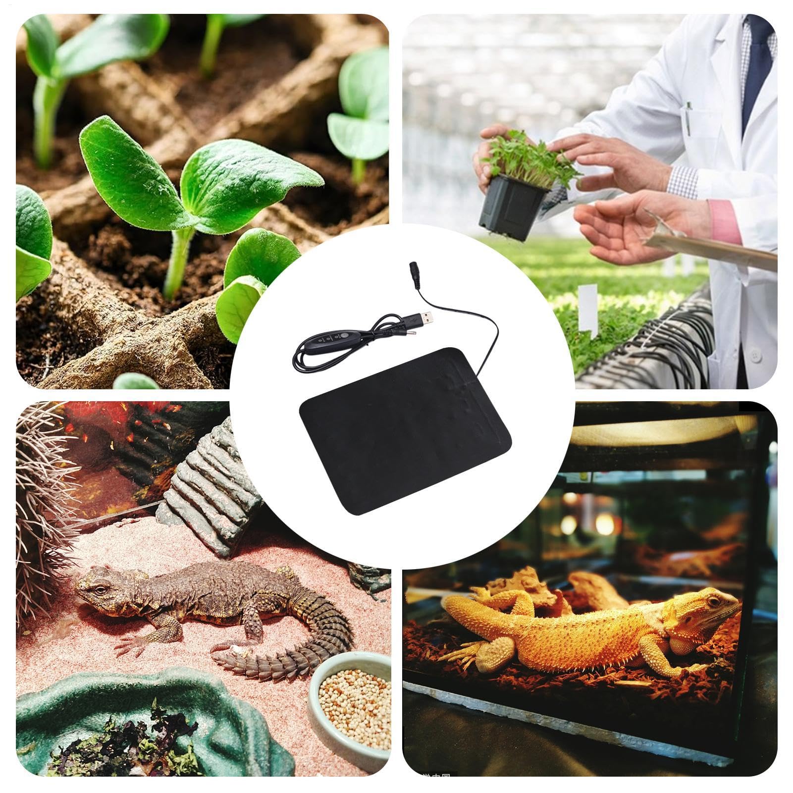 Plant Heat Mat - Waterproof Seedlings Heating Pad, Adjustable Temperature Plant Warmer | 8.5W Hydroponic Heat Pad, USB Powered Plant Starter Mat, PVC Leather Plant Growing Pad Suitable for Seeds