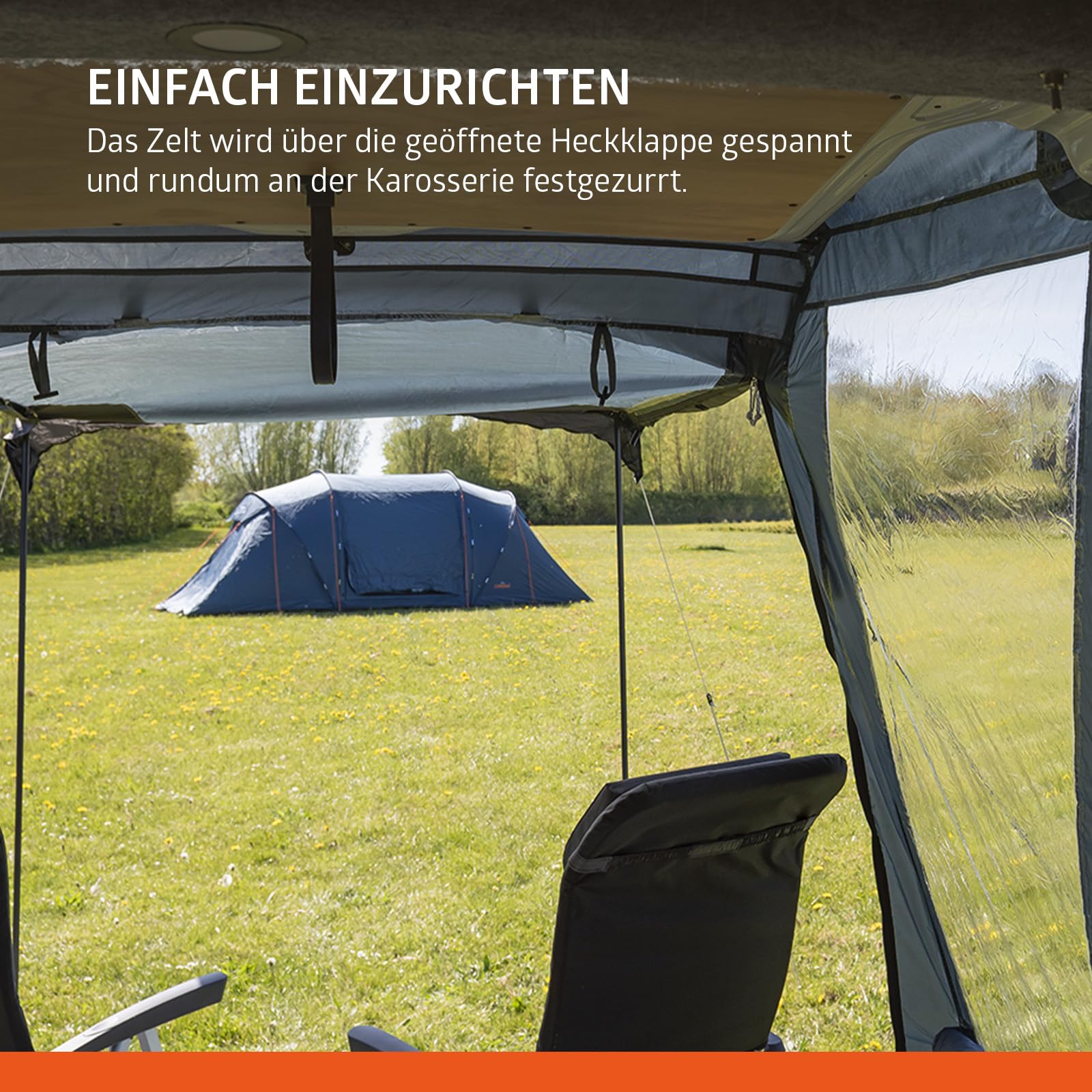 Campout Auto Heckzelt Bus Camper Campout – Heckklappenzelt VW T5/T6/T6.1 & Mercedes Vito/V-Class – 3000 mm Wasserdicht– inkl. Vordachstangen – Anbauhöhe 185–200 cm