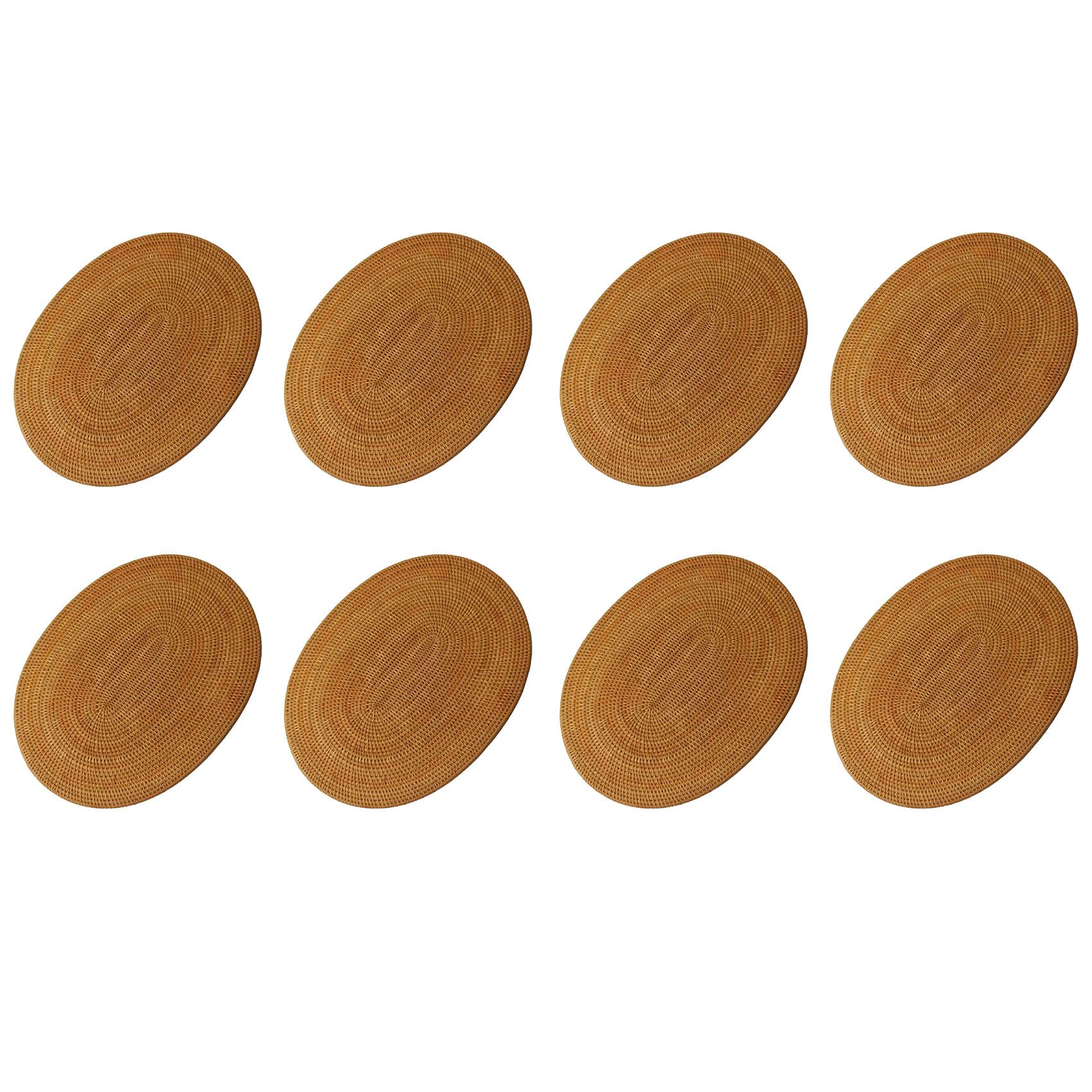 Hndhbfgrt 8X Rattan Woven Placemats Oval Round Table Mats Non Slip Heat Place Mat Natural Multipurpose Placemat 30X40cm