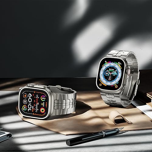 Miniatura 3 de LULULOOK Correa de titanio compatible con Apple Watch UltraUltra 2 de 1.929 in, grado 2 de metal de titanio puro, correa de repuesto con cierre
