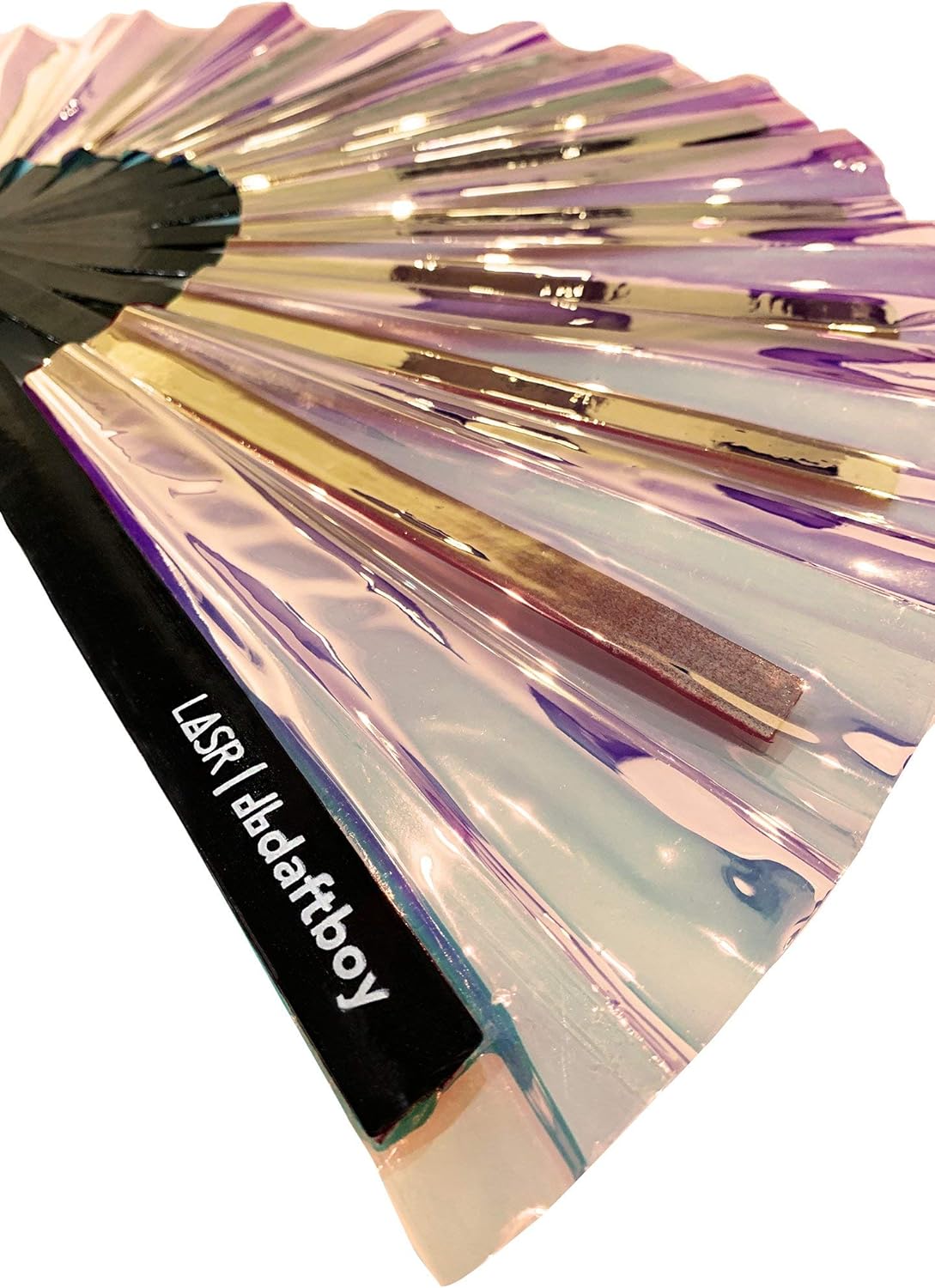 Daftboy Fluid Fantasy Iridescent Fan Festival Hand Fan, Black, LASR Exclusive Lucid Warrior Fan