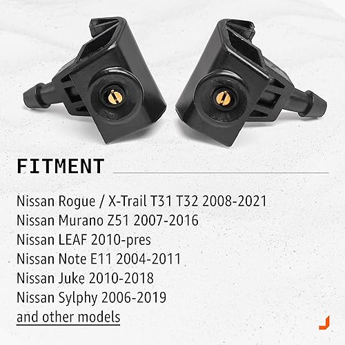 Miniatura 5 de 2 boquillas de pulverización para limpiaparabrisas delantero, kit de repuesto para Nissan Rogue 2007-2014, Nissan Murano 2007-2016, Pathfinder