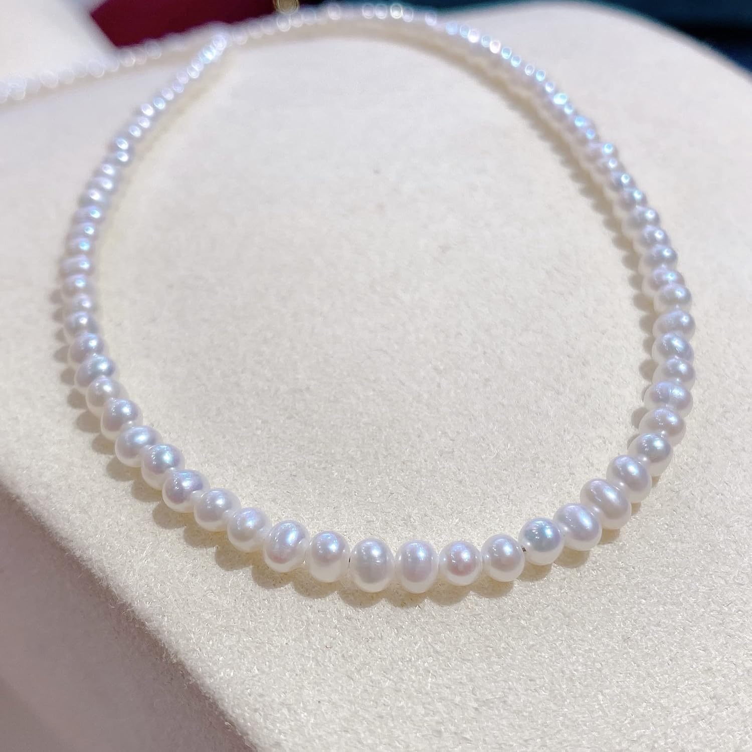 NONNYL Freshwater Cultured Pearl Strand Necklaces for Women Sterling Silver White Pearls Choker - Jewelry Christmas Gifts for Wife Mom Girlfriend, Anniversary Birthday Fine Jewelry Gifts for Her
