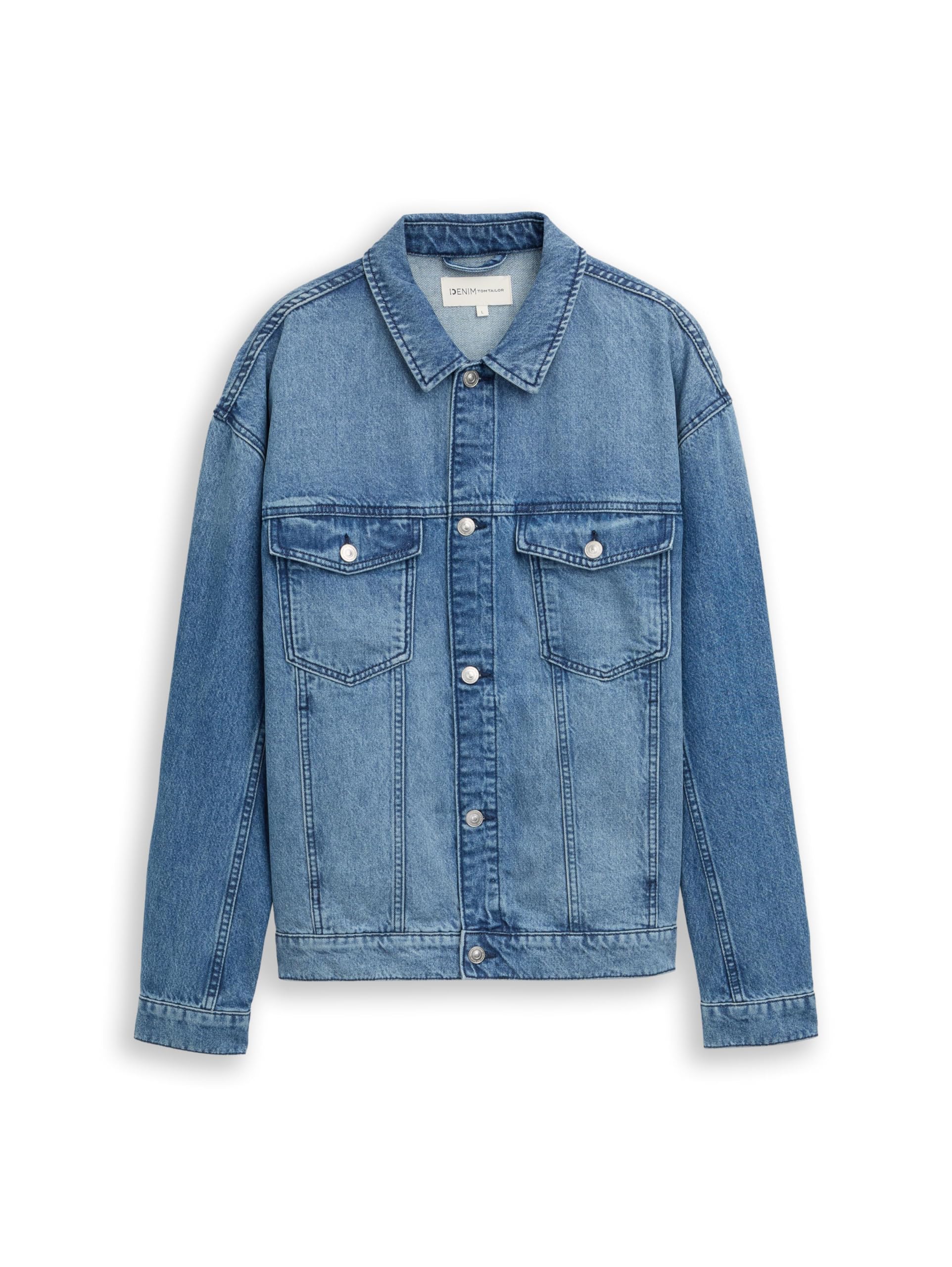 TOM TAILOR Denim Herren Relaxed Fit Jeansjacke mit Brusttaschen