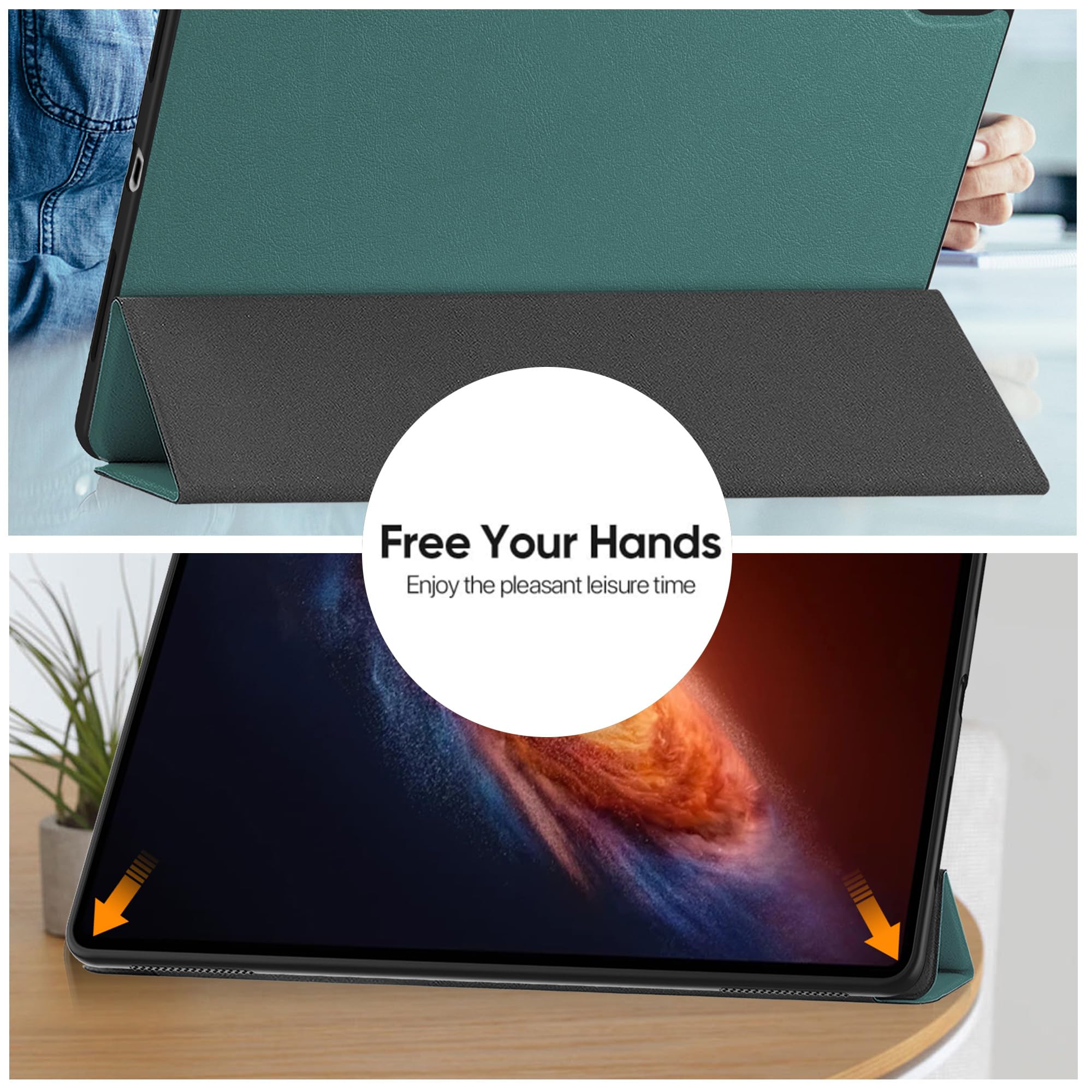 Custodia per Honor Magic Pad 4 12.3" Cover in Pelle Case, + [1 Pezzi] Vetro Temperato Pellicola Protettiva [Auto Svegliati/Sonno][Supporto Funzione ] [Anti-Scratch] Verde