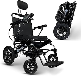 Ultra Lightweight Reclining Electric Power Wheelchair for Adults and Seniors 500W Motor Heavy Duty Mobility Motorized Portable Travel Wheel Chairs 20 inch Seat All Terrain Silla de Ruedas
