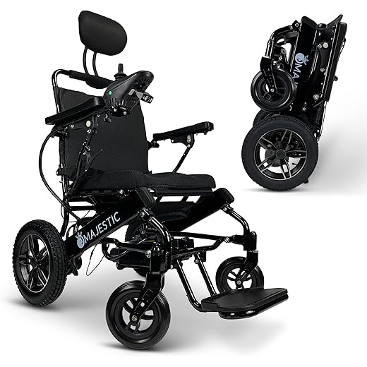 Ultra Lightweight Reclining Electric Power Wheelchair for Adults and Seniors 500W Motor Heavy Duty Mobility Motorized Portable Travel Wheel Chairs 20 inch Seat All Terrain Silla de Ruedas