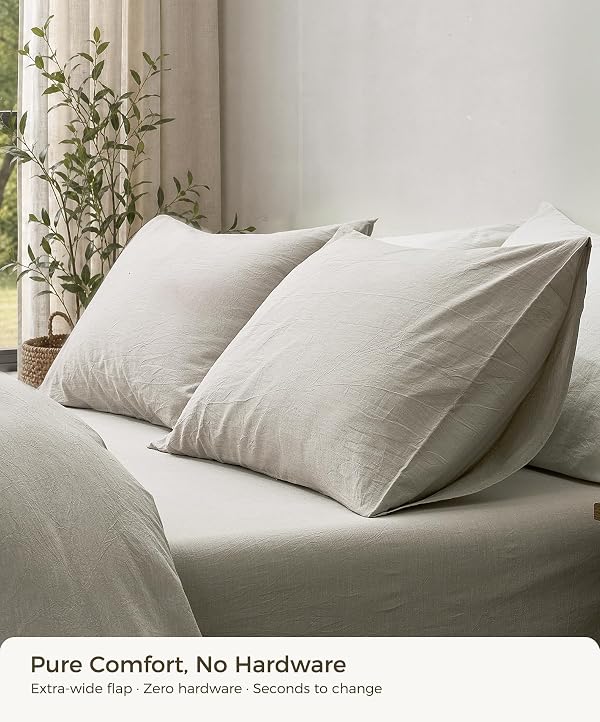 JELLYMONI 100% Cotton Full Duvet Cover Set, Washed Linen-Like Texture by JELLYMONI - Used condition - Image 7