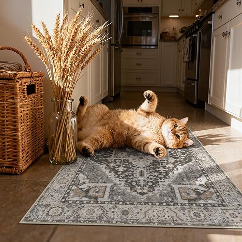 Miniatura 145 de Collive Tapete lavable para interiores, tapete retro antideslizante de 20 x 32 pulgadas, alfombra de entrada de absorción rápida, tapete de entrada