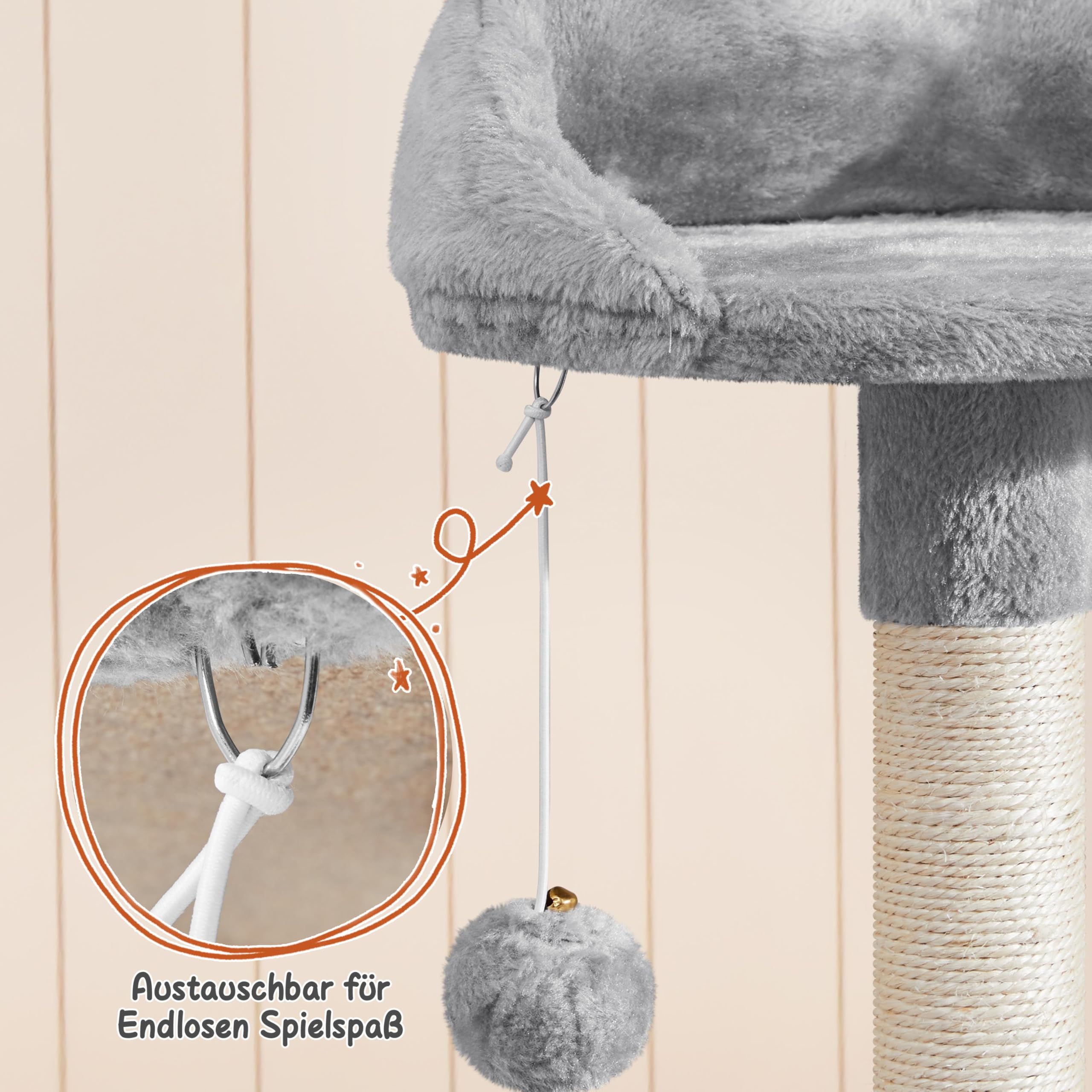 Yaheetech 194 cm Kratzbaum groß XXL Katzenbaum mit 9 Kratzsäulen hellgrau | FSC-zertifizierte Spanplatten | Mehrstöckig für Mehrkatzenhaushalte | mit Kippsicherung | mit großer Katzenhöhle & Kratzbrett